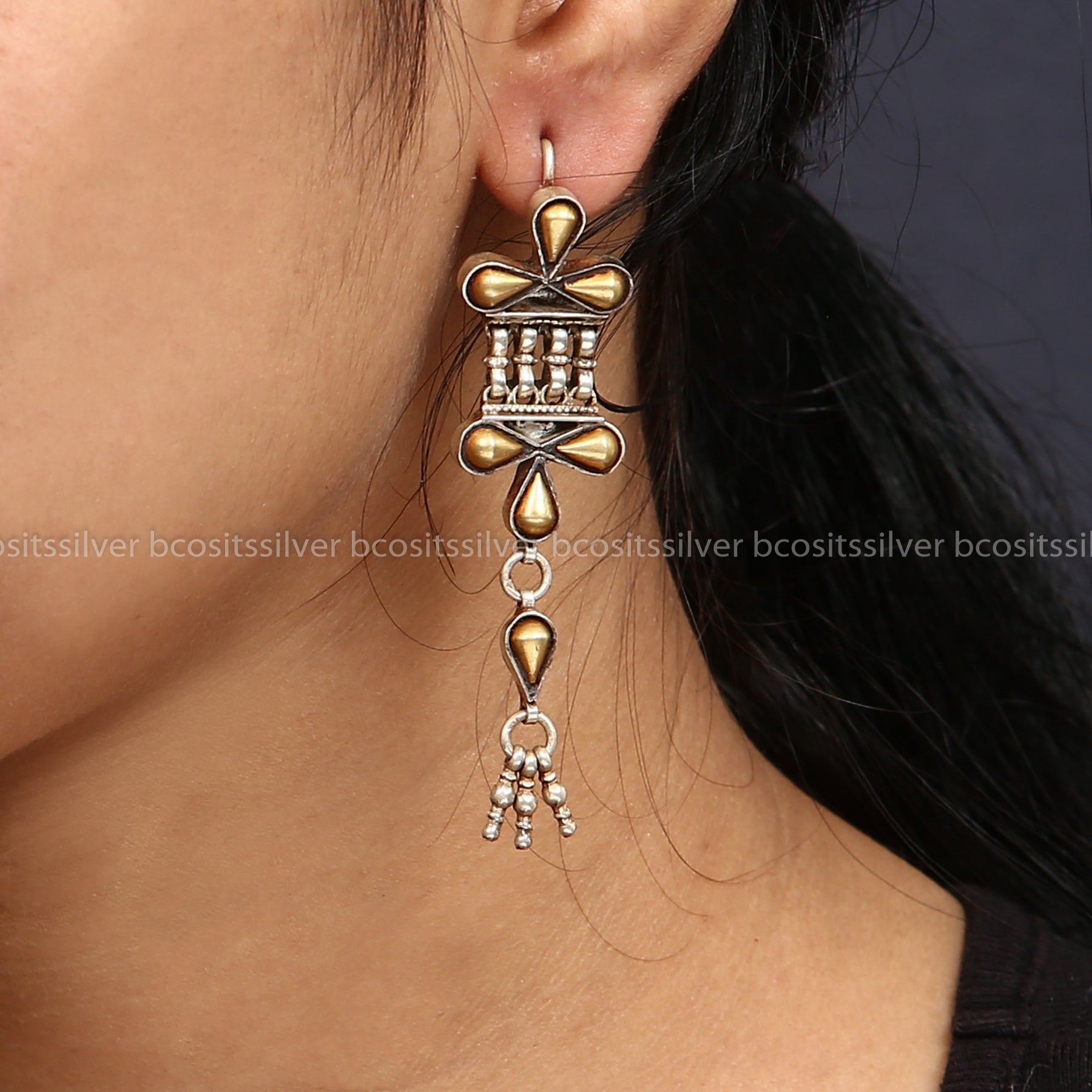 Dual Tone Zinariy (AU) Earrings Flower - 0902