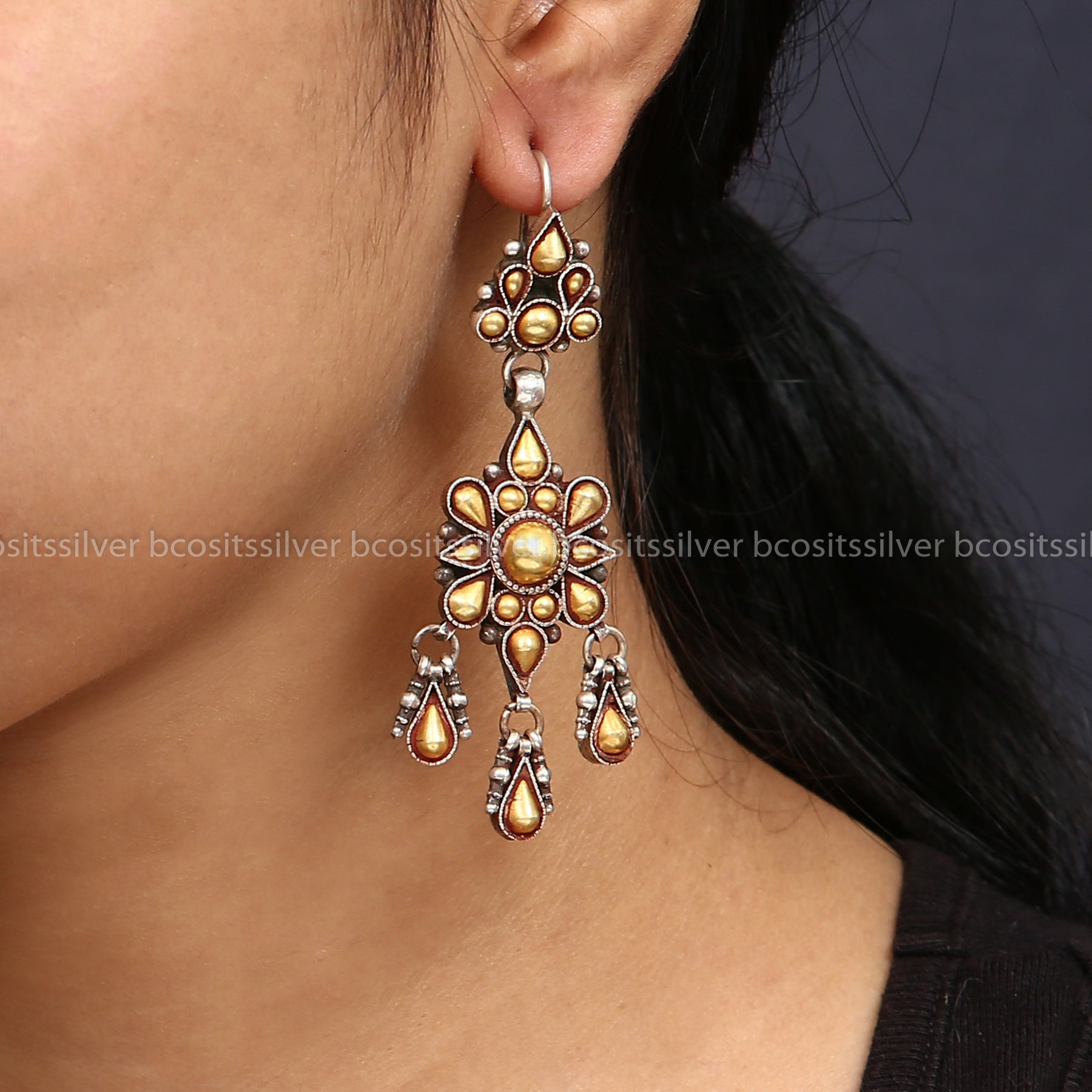 925 Silver Dual Tone Zinariy (AU) Earrings - 0908