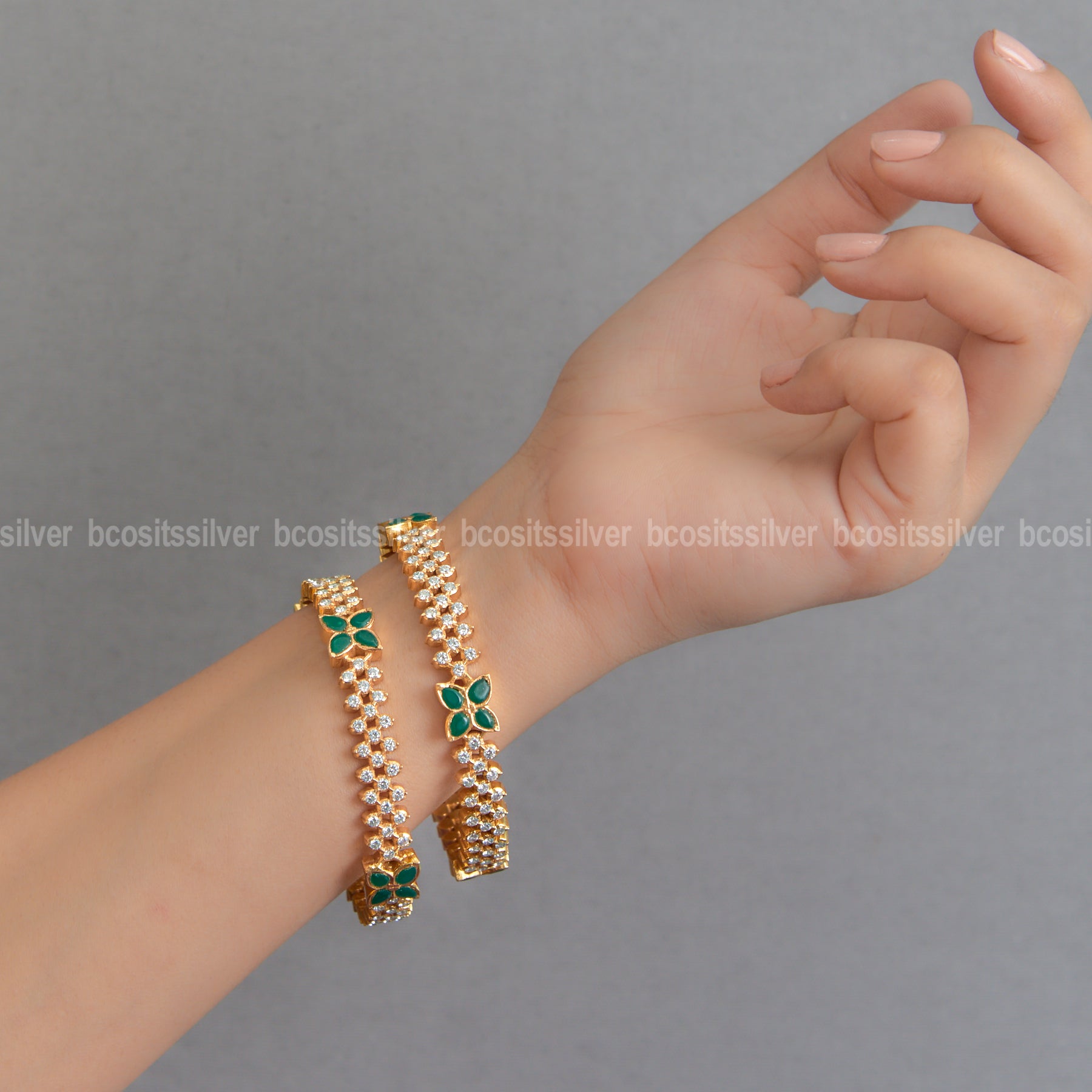 Vajra Gold Plated Close settings bangle- 5763