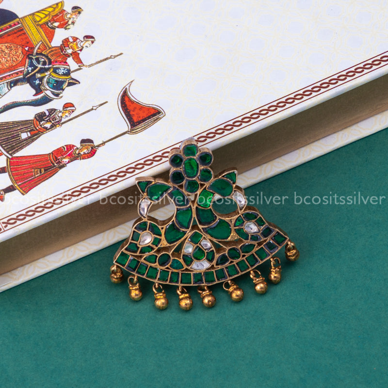 Gold Plated Peacock Kundan Pendant - 9243