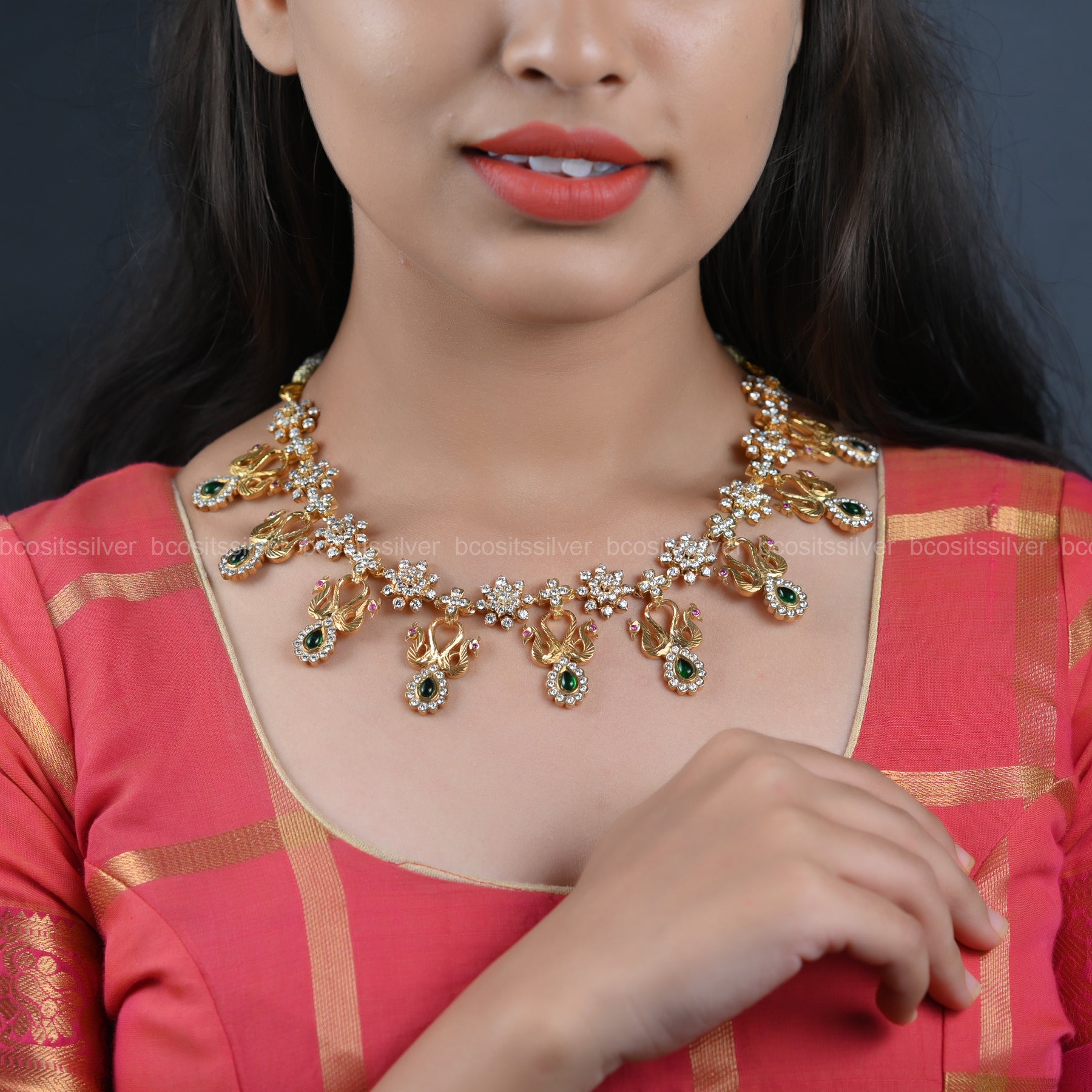 925 Silver Nakshatra Stone Saaral Necklace - 7034