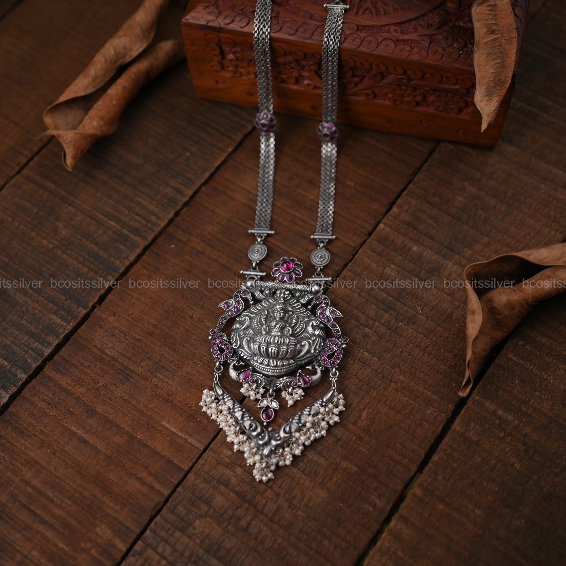 Lord Mahalakshmi Oxidized haram- 1719