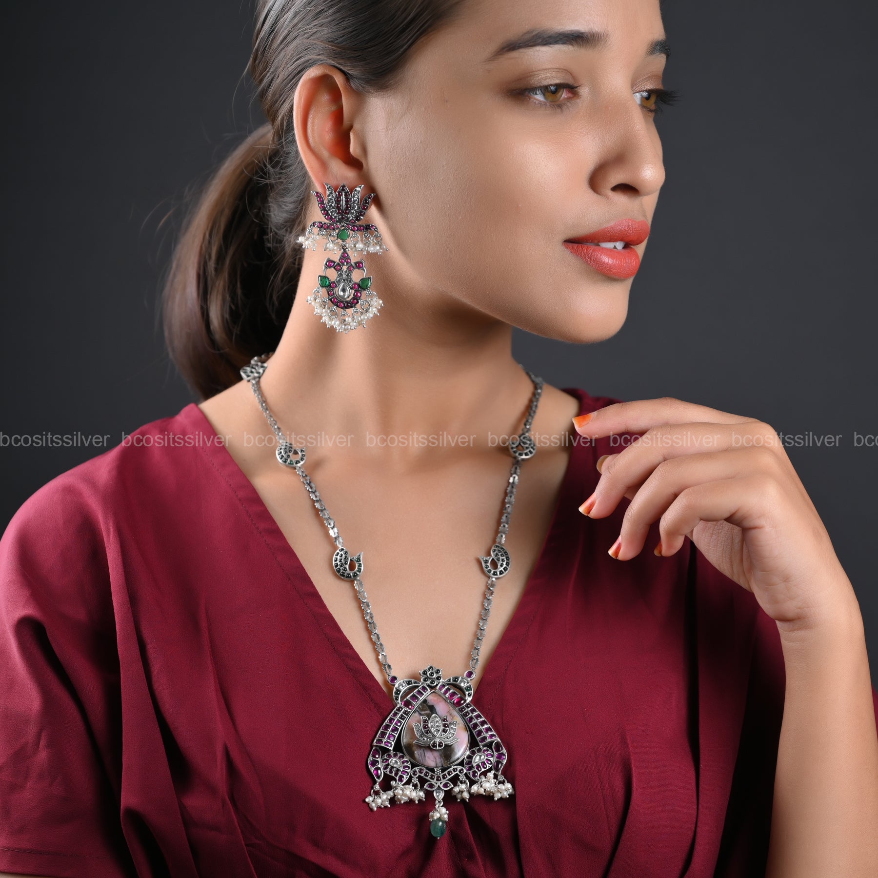 925 Silver Oxidized Lotus Haram only - 1196 (only Haram)