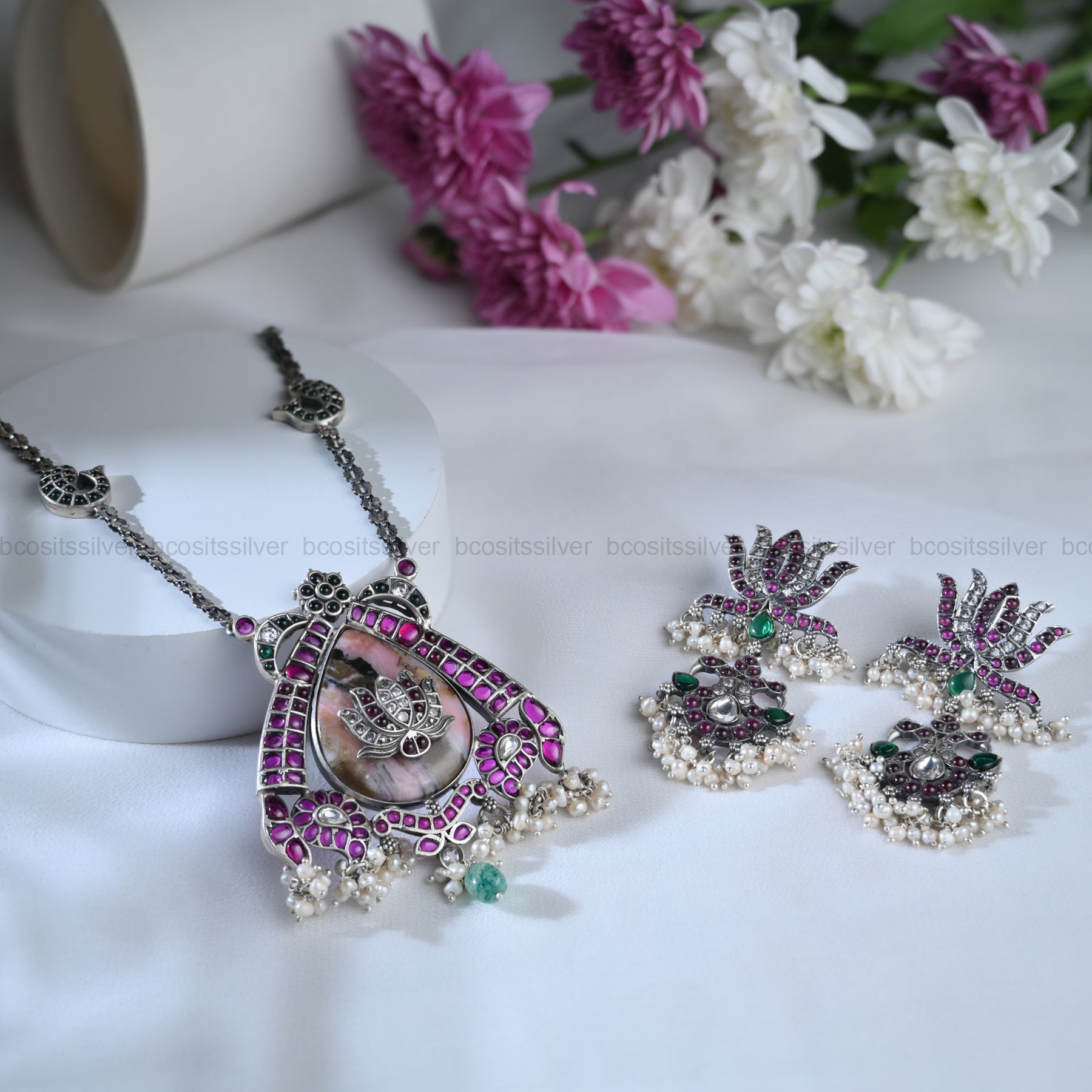 925 Silver Oxidized Lotus Haram only - 1196 (only Haram)
