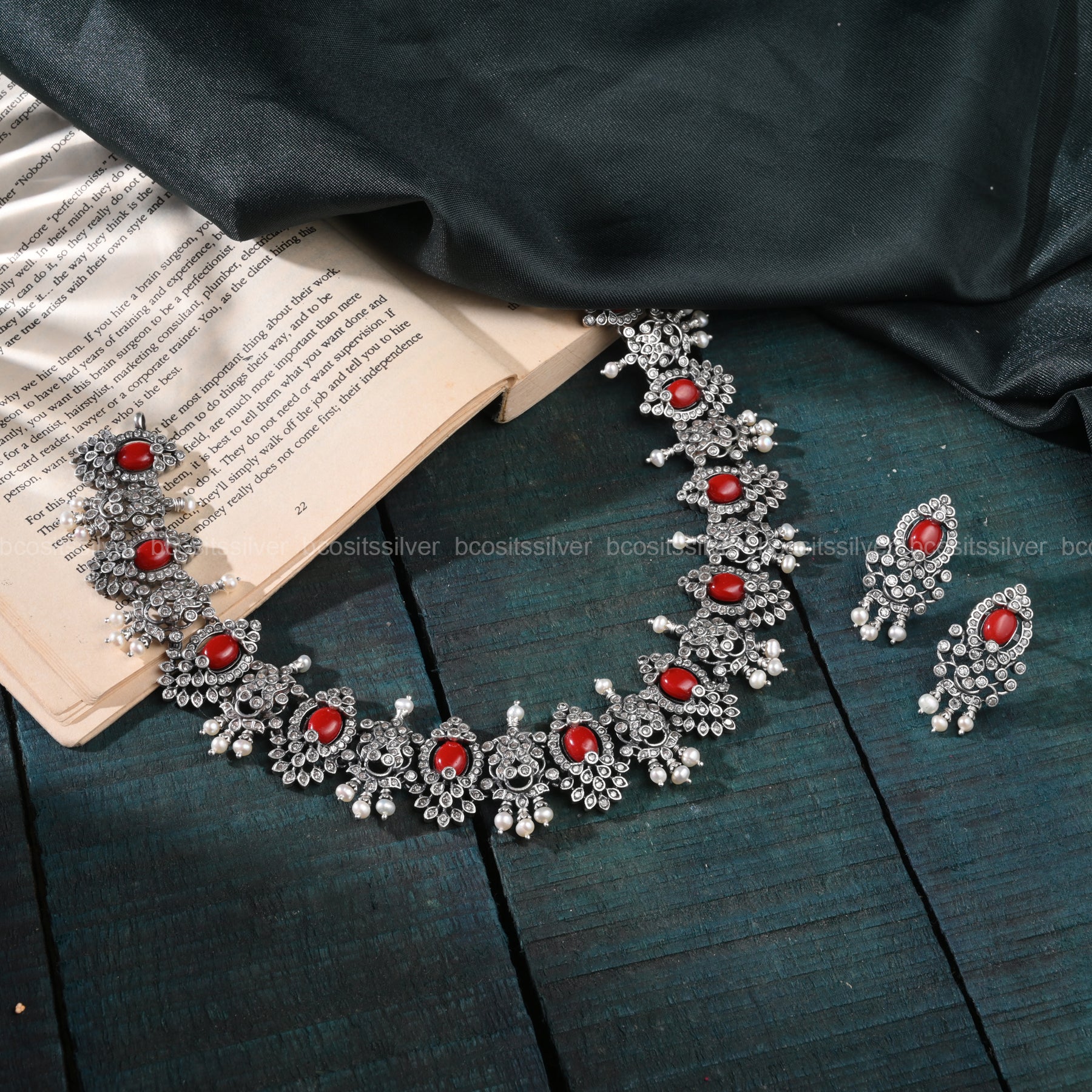 925 Silver Oxidized Necklace set - 146