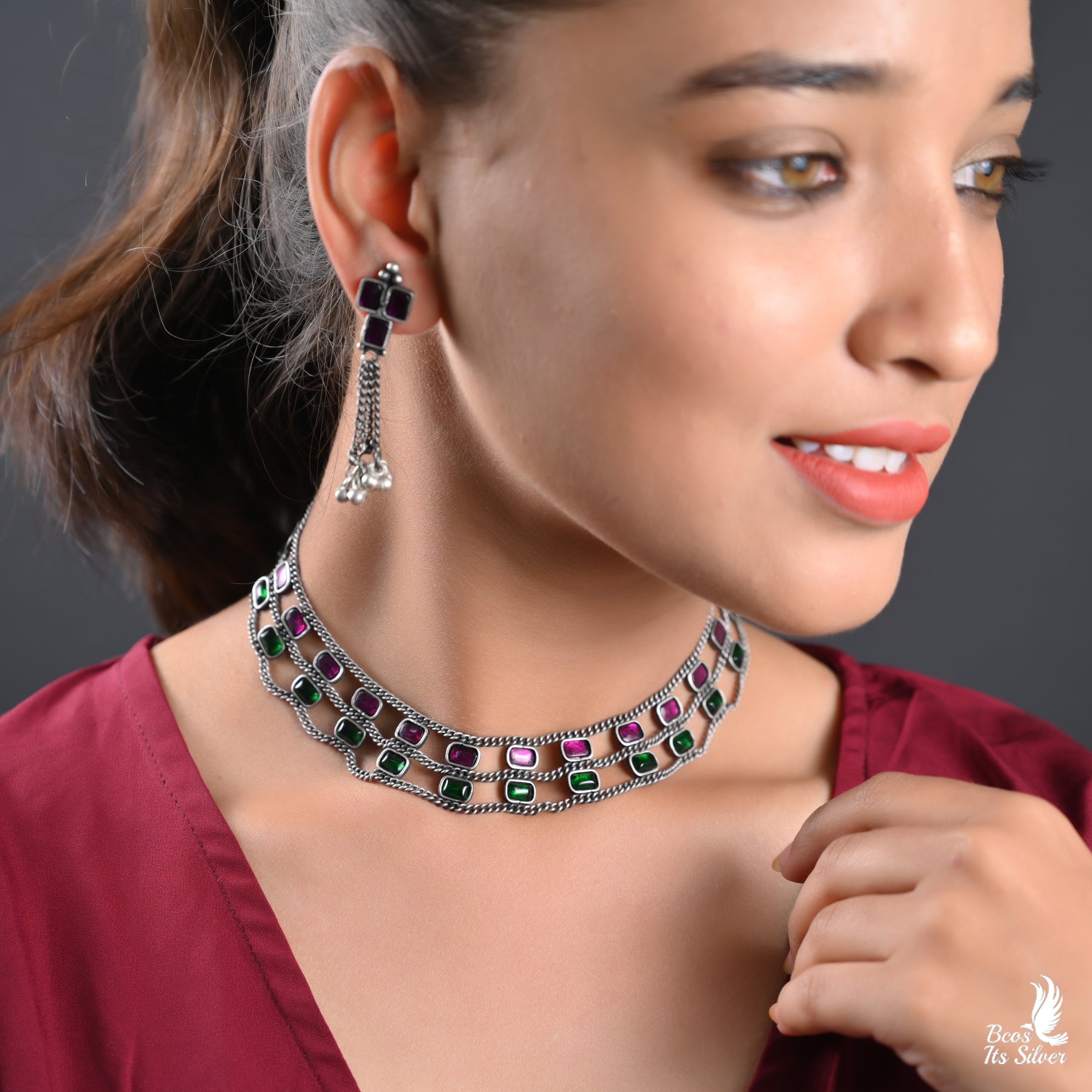 925 Silver Oxidized Neckpiece - 2366