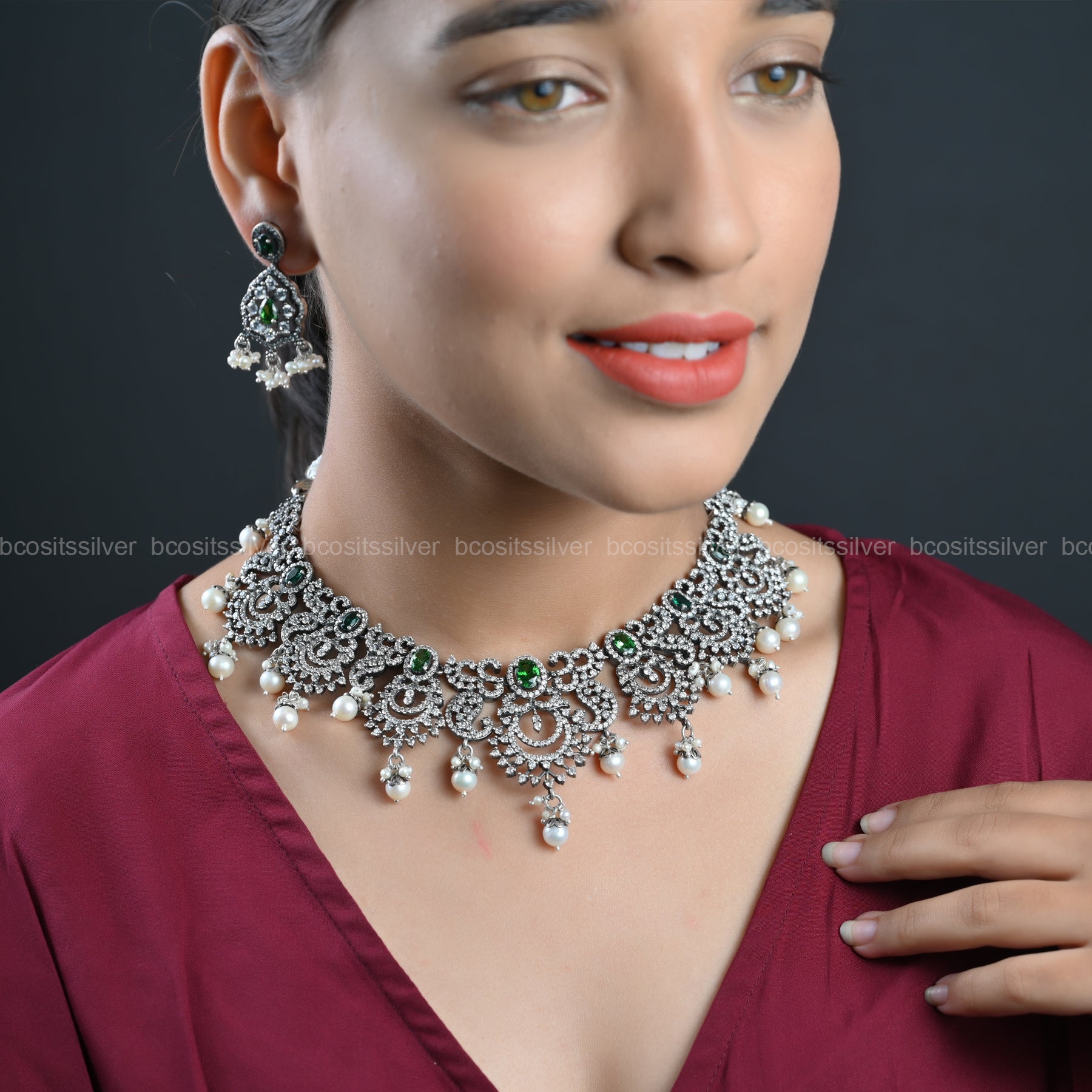 925 Silver Oxidized Neckpiece Only - 155