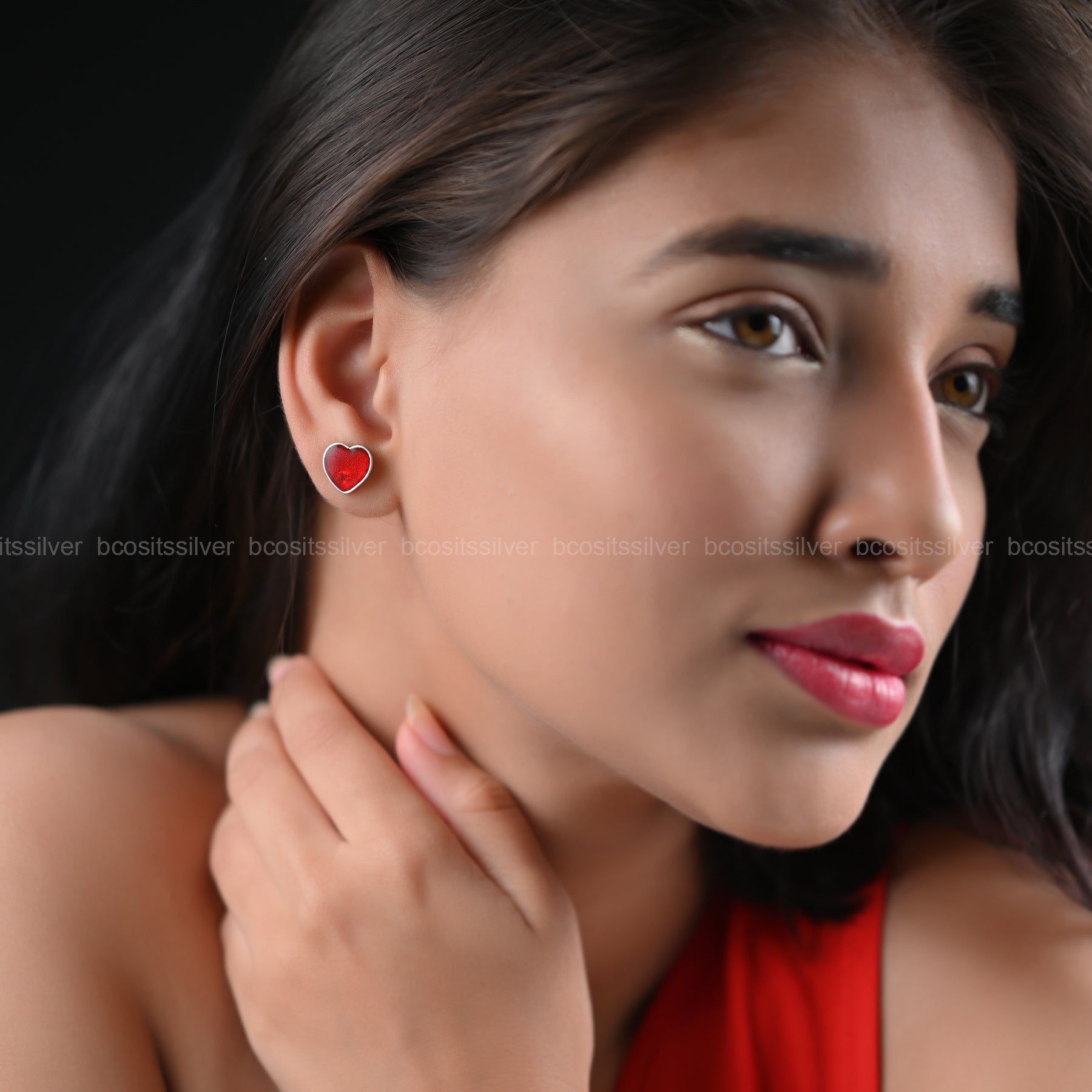 925 Silver Special Heart Earstud-4558