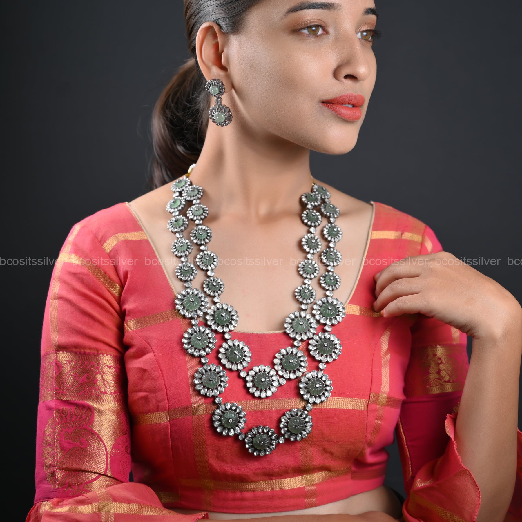 925 Silver Victorian Haram with Earring- 1991