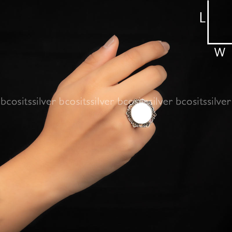 Oxidized Mirror Finger Ring - 998