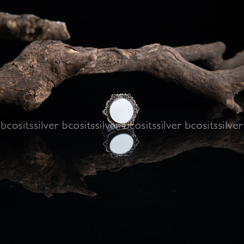 Oxidized Mirror Finger Ring - 998