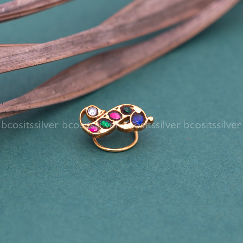 BHAGIRATHI - Multicolor Wire Type Kundan Nosepin