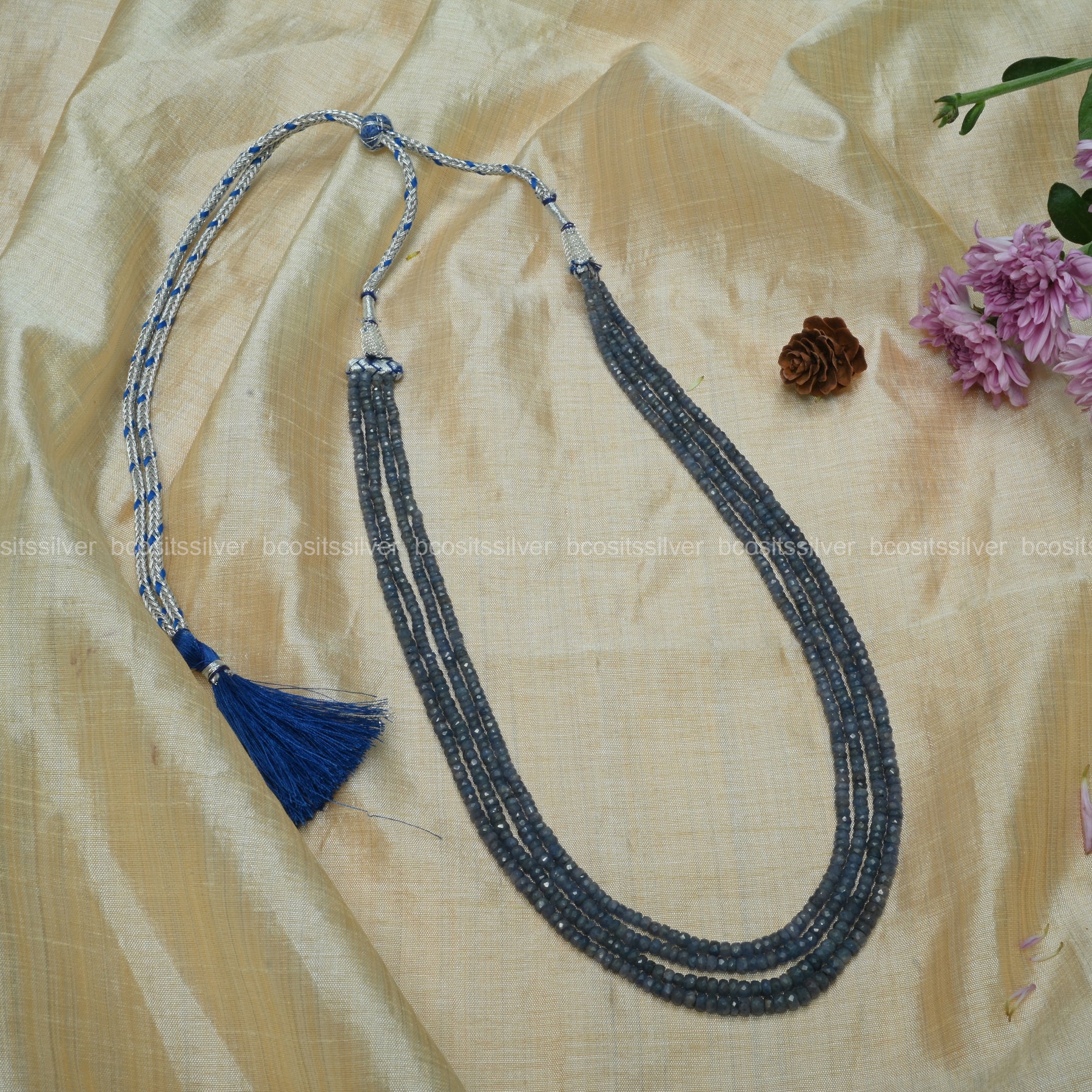 Dark Blue Sapphire Cut Beads - 4 layer Beads - 1232