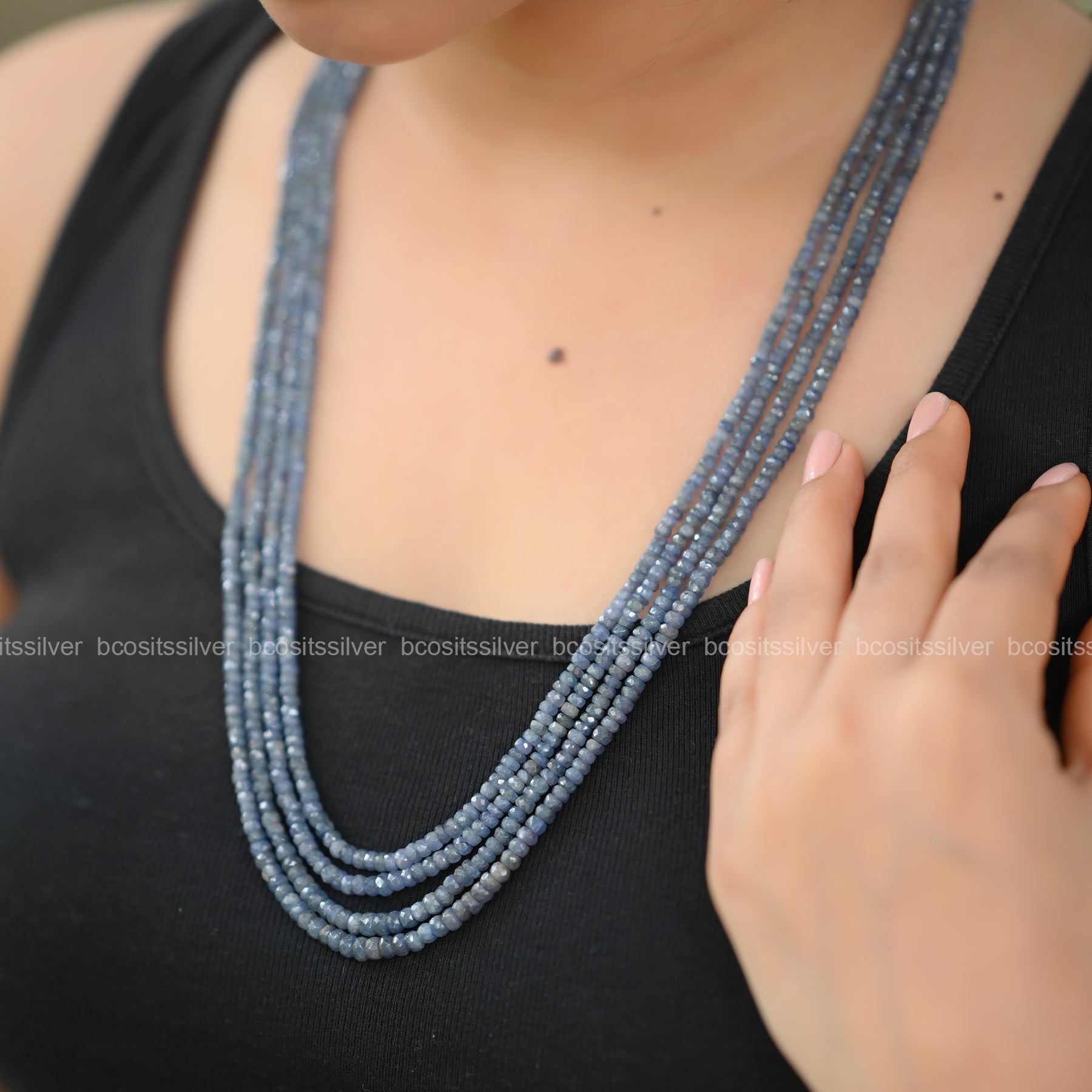 Dark Blue Sapphire Cut Beads - 4 layer Beads - 1232