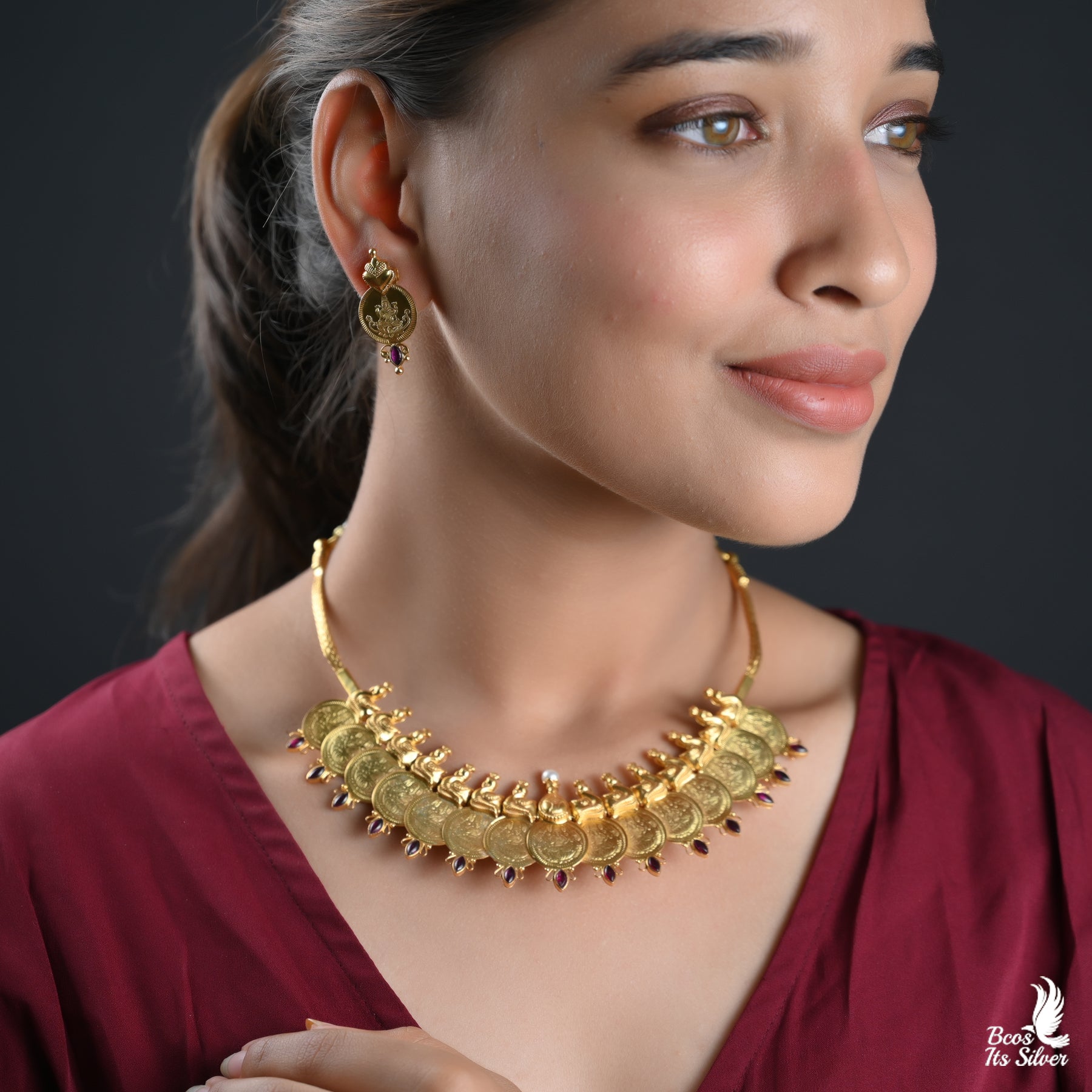 GOLD PLATED LAKSHMI COIN NECKPIECE - 2730