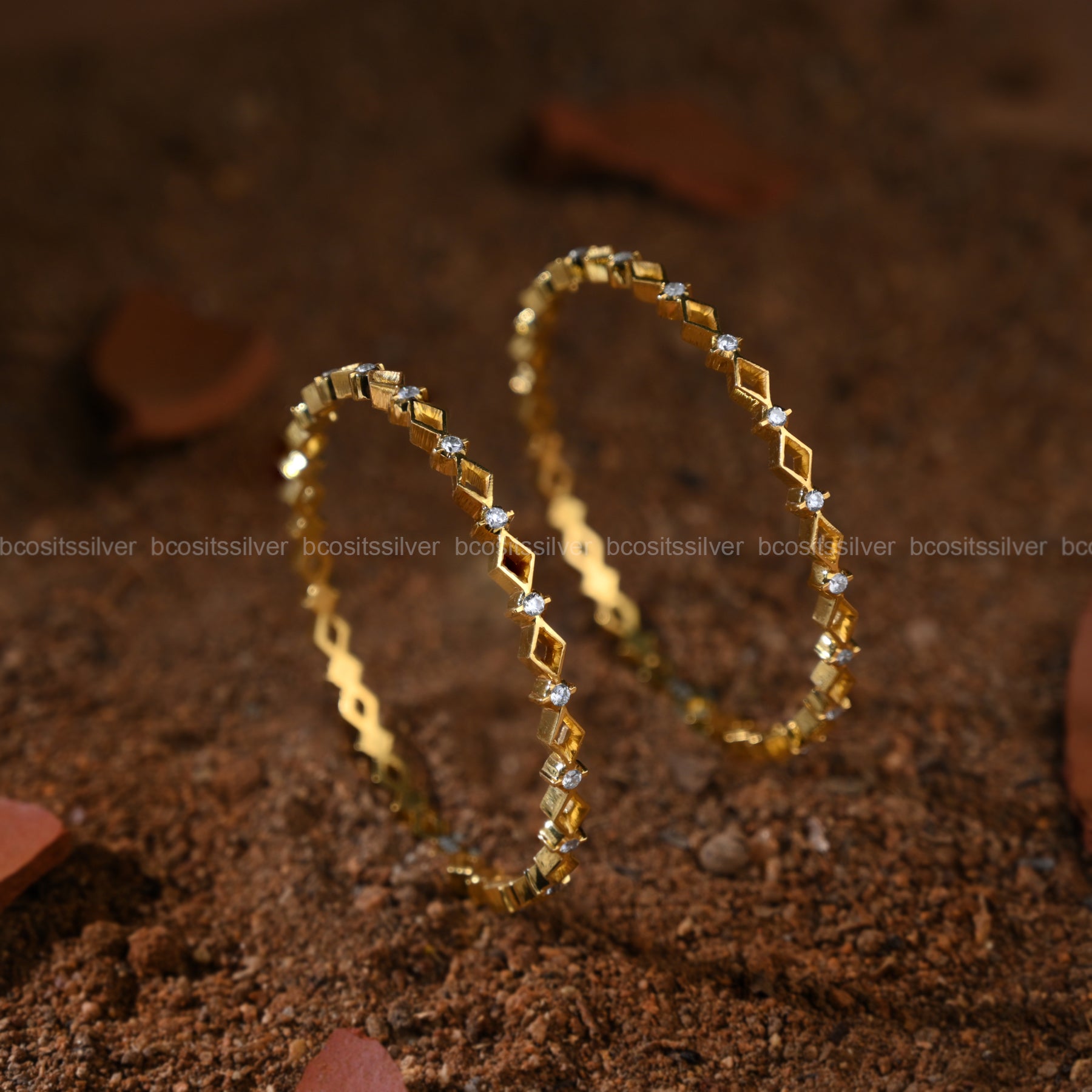 Gold Plated Close settings bangle- 1325