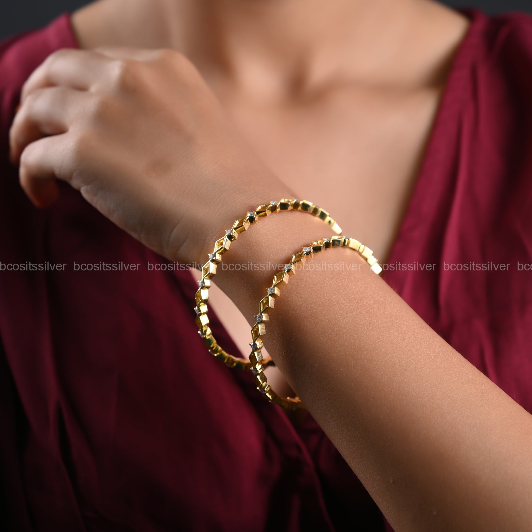 Gold Plated Close settings bangle- 1325