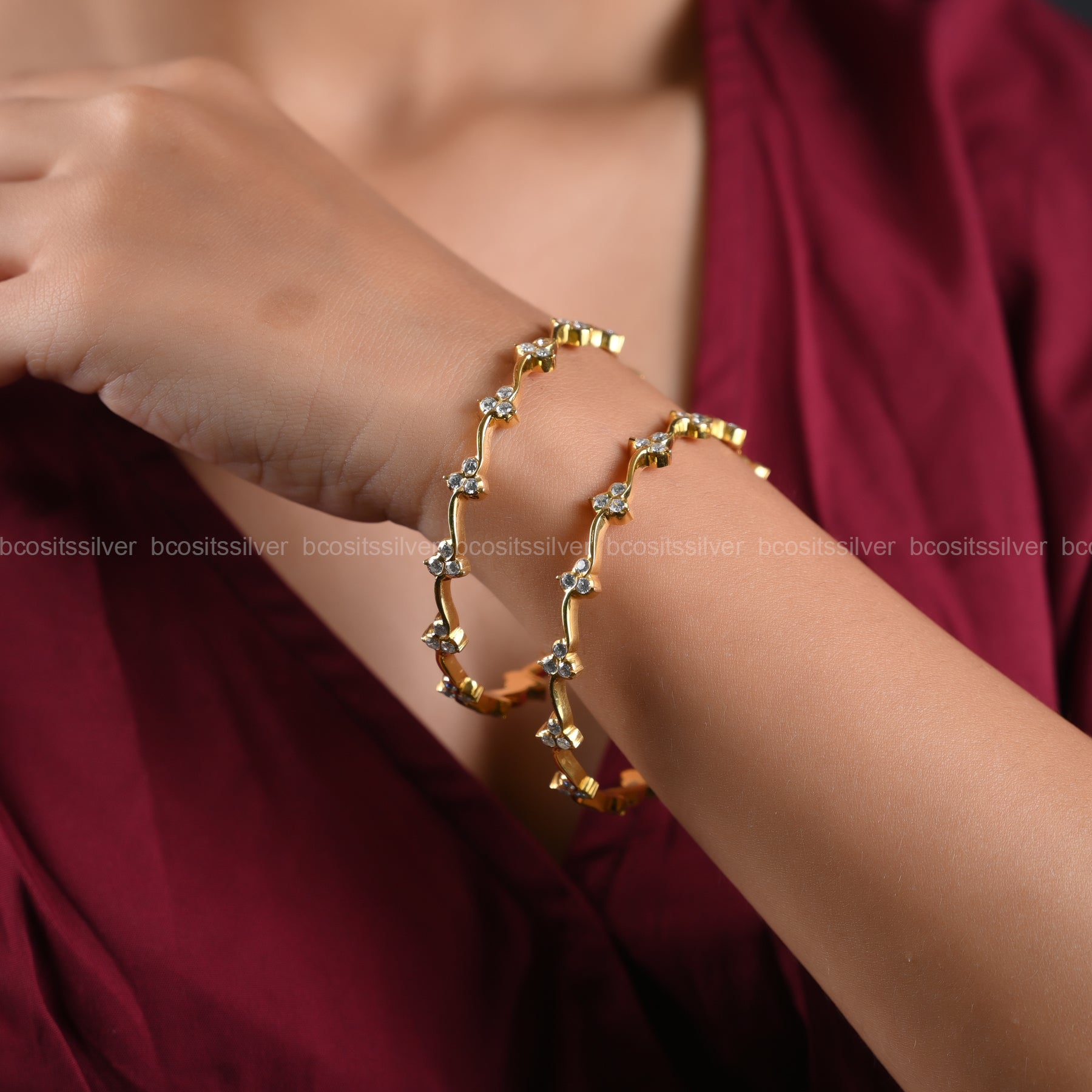 Gold Plated Close settings bangle- 1322 (MADE TO ORDER)