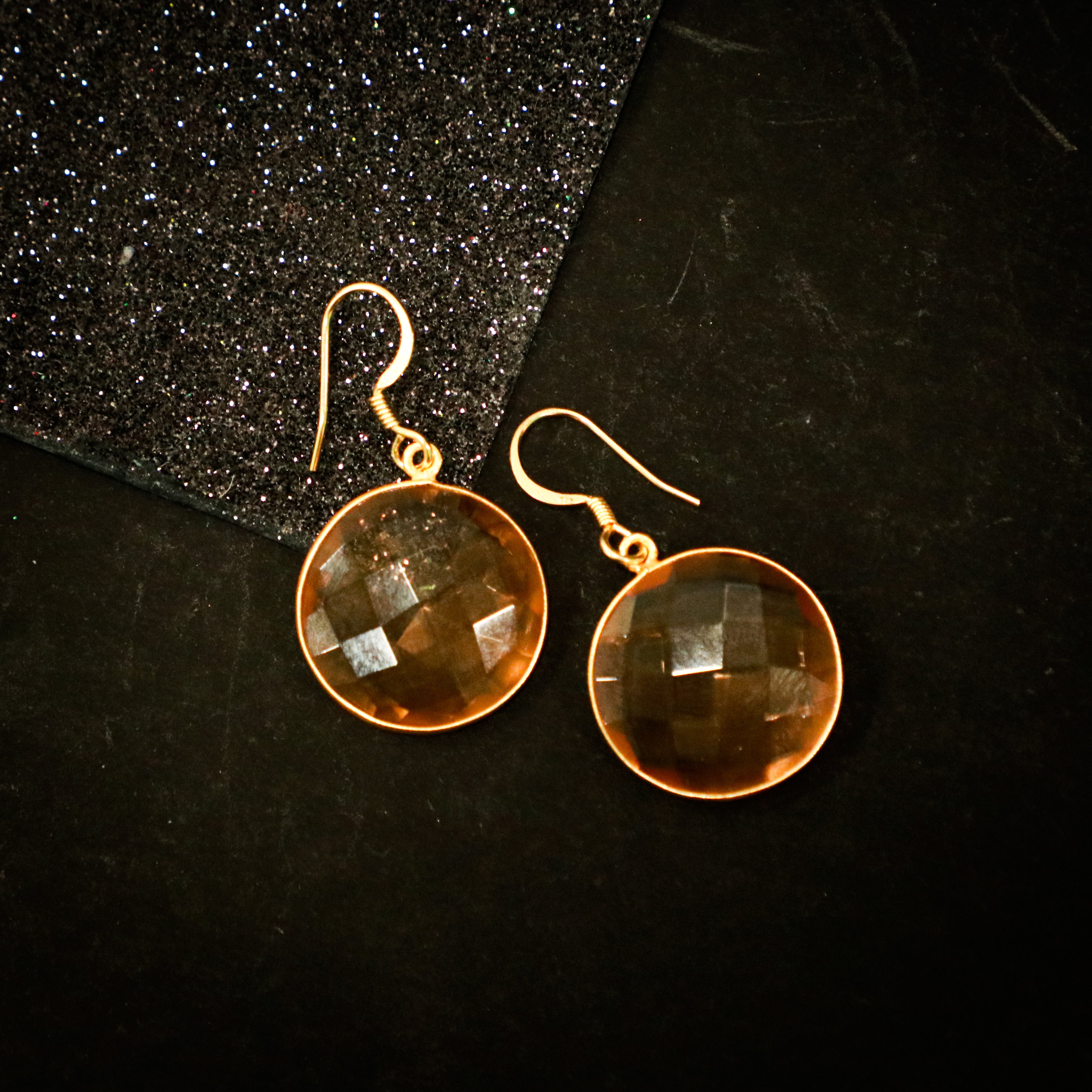 Gold Plated Hook Stone Earring - J006