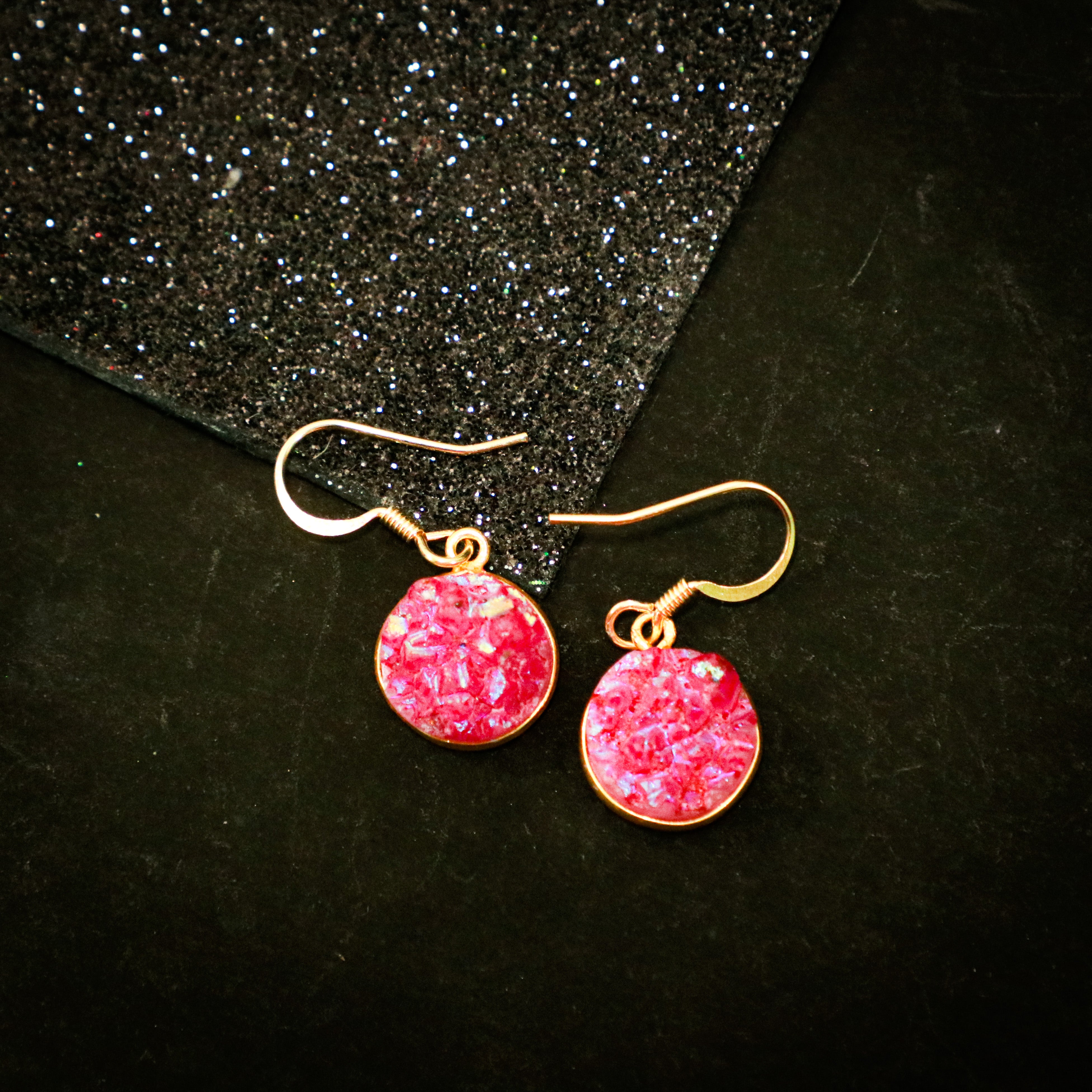 Gold Plated Hook Stone Earring - J002