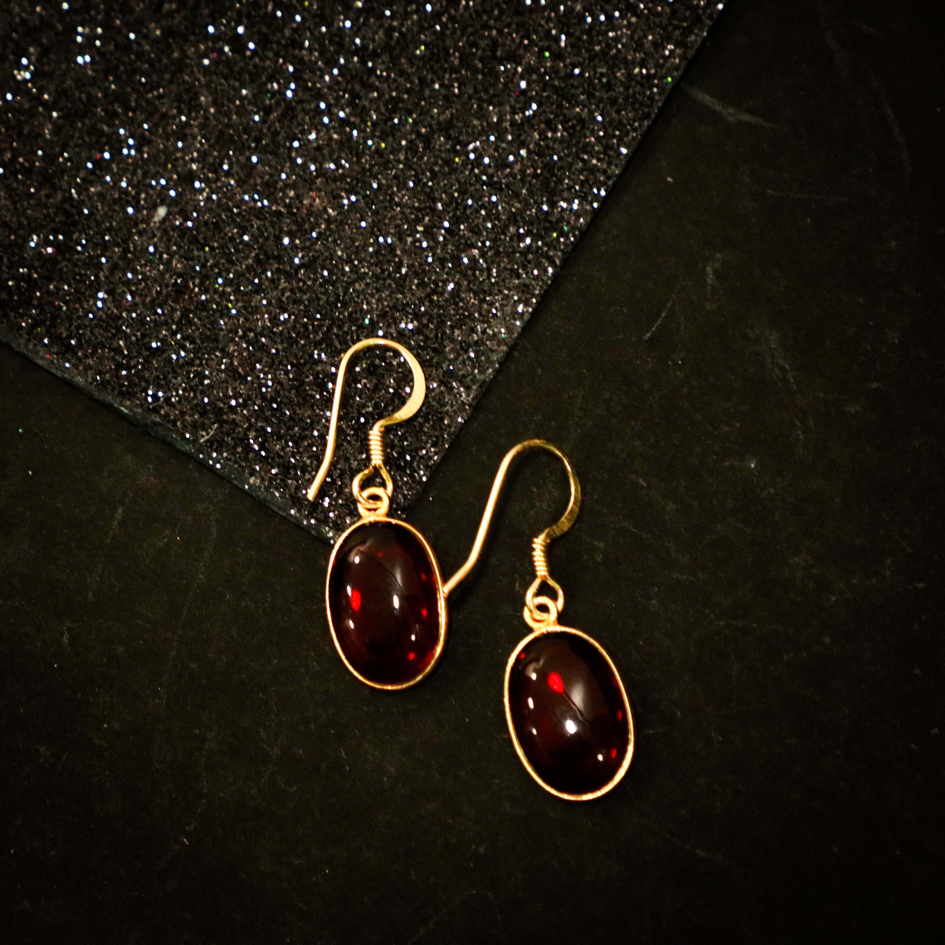 Gold plated hook -plain stone earring