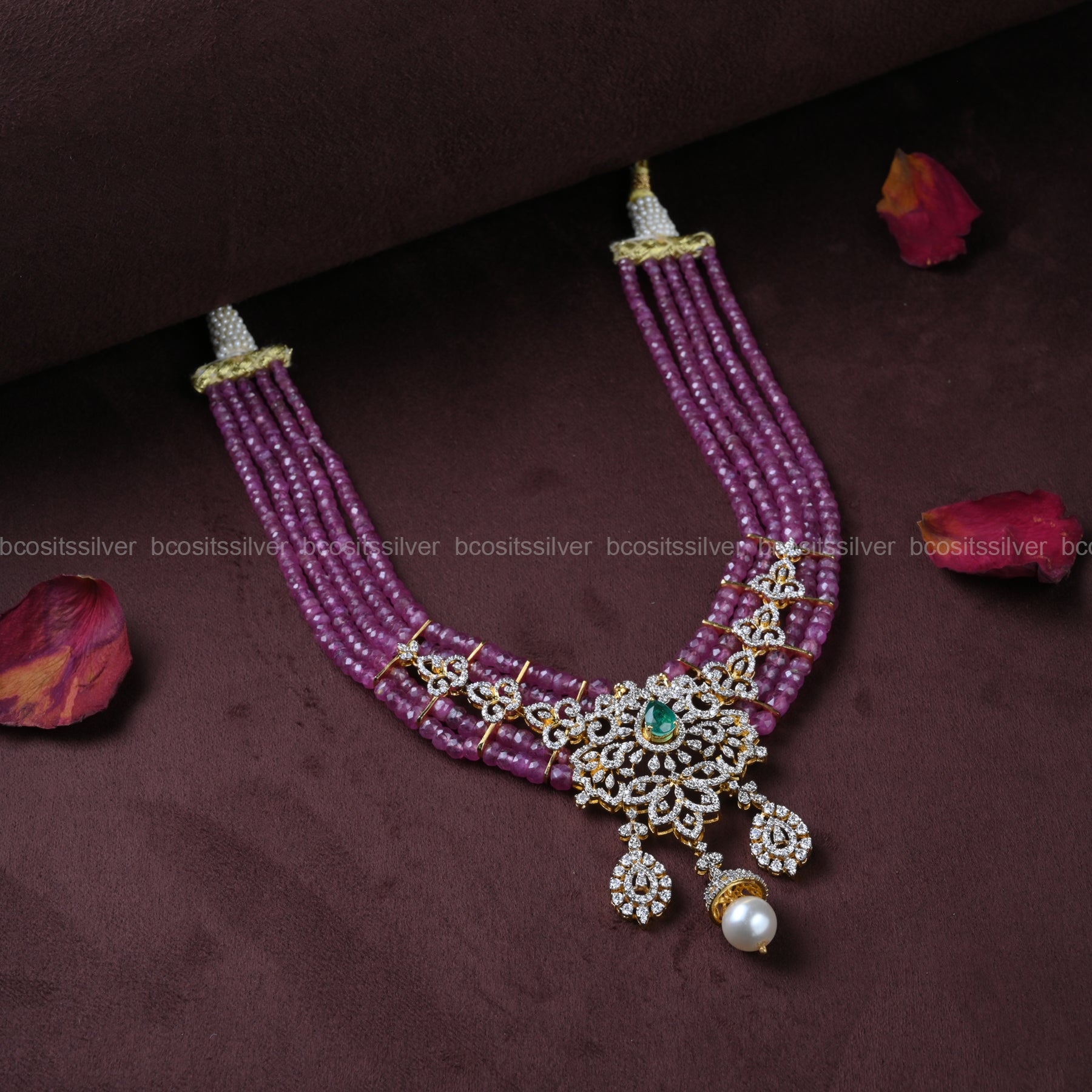 Theia Diamond Look Beads Neckpiece - 304 - ( MADE TO ORDER )