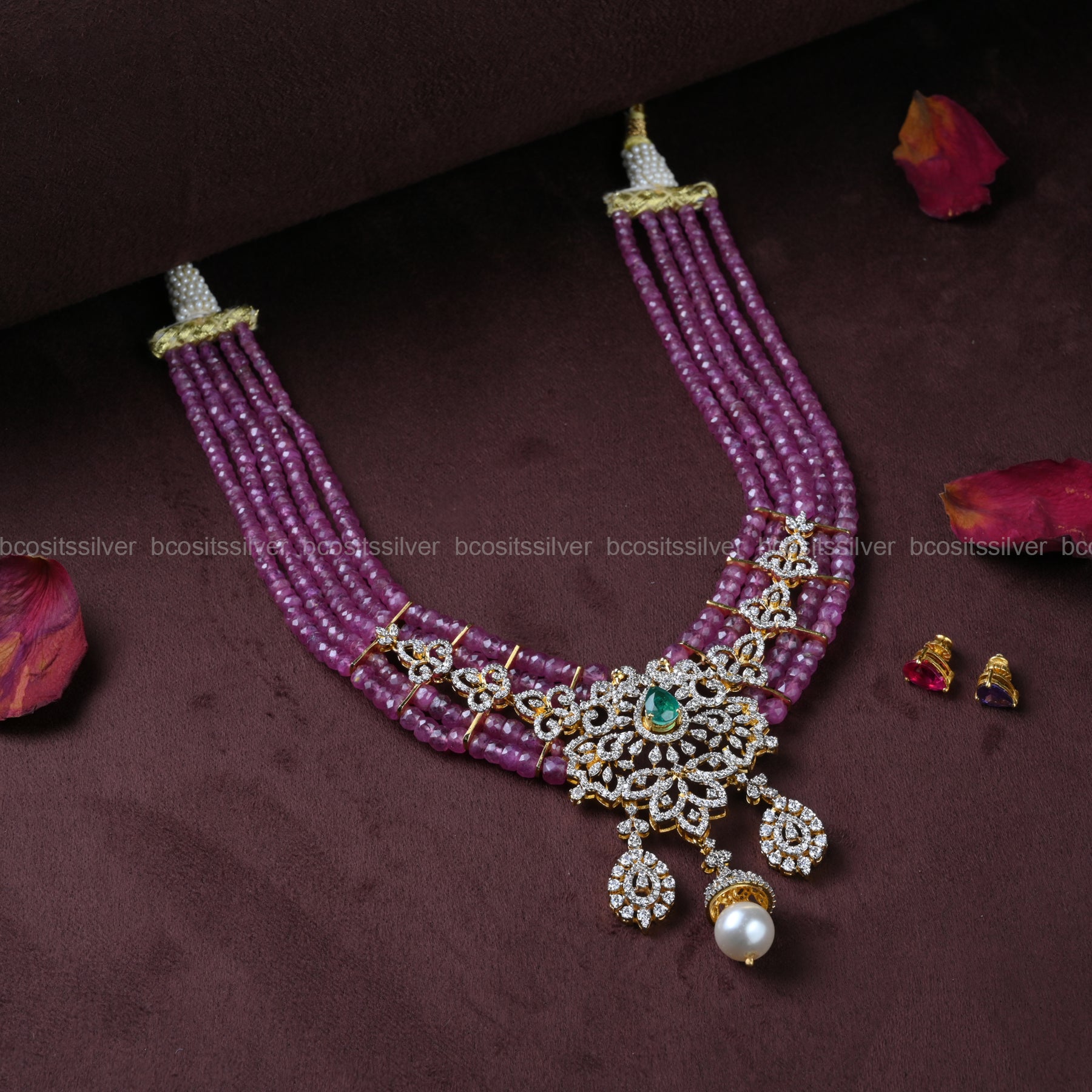 Theia Diamond Look Beads Neckpiece - 304 - ( MADE TO ORDER )