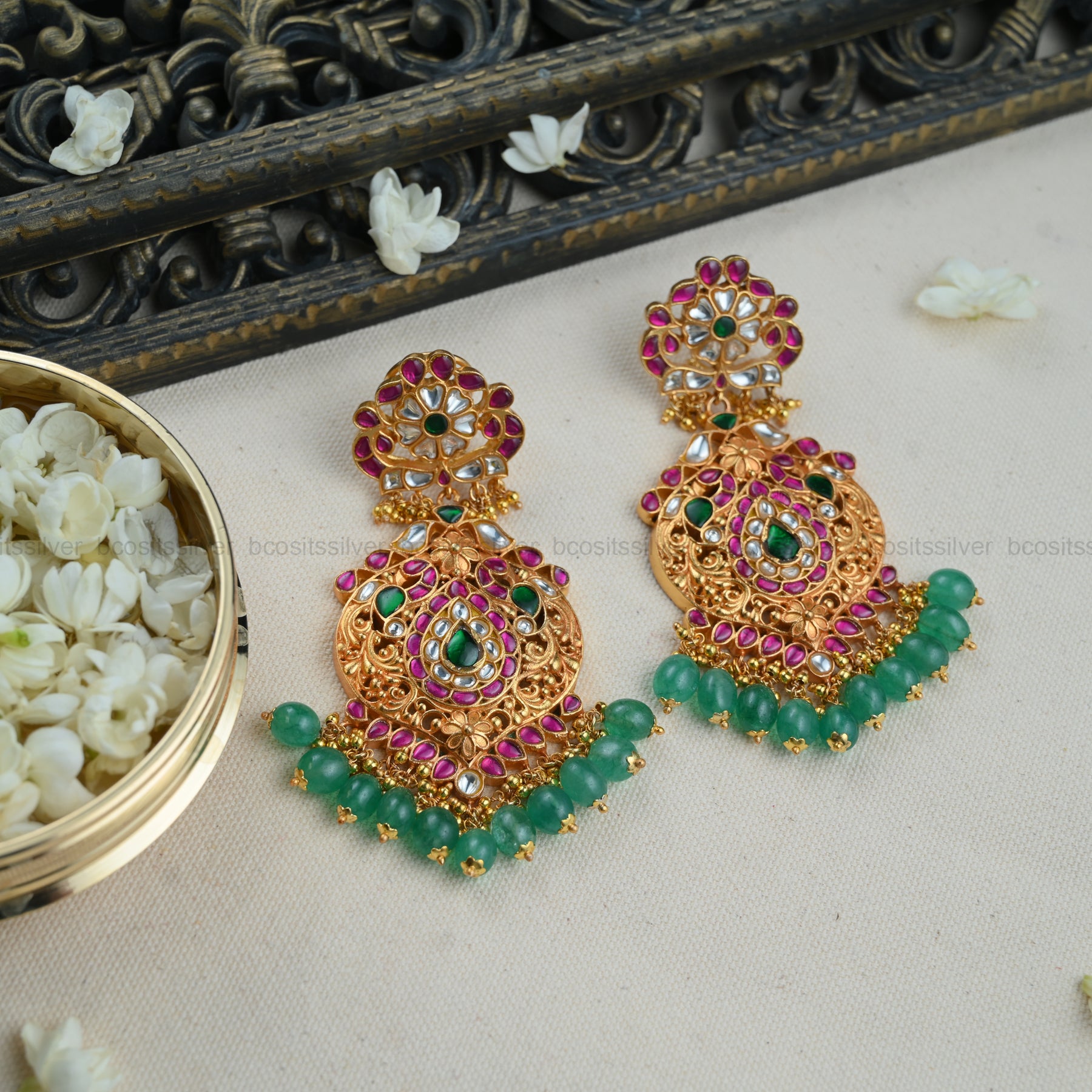 925 Silver Kundan Chandbali- 5531