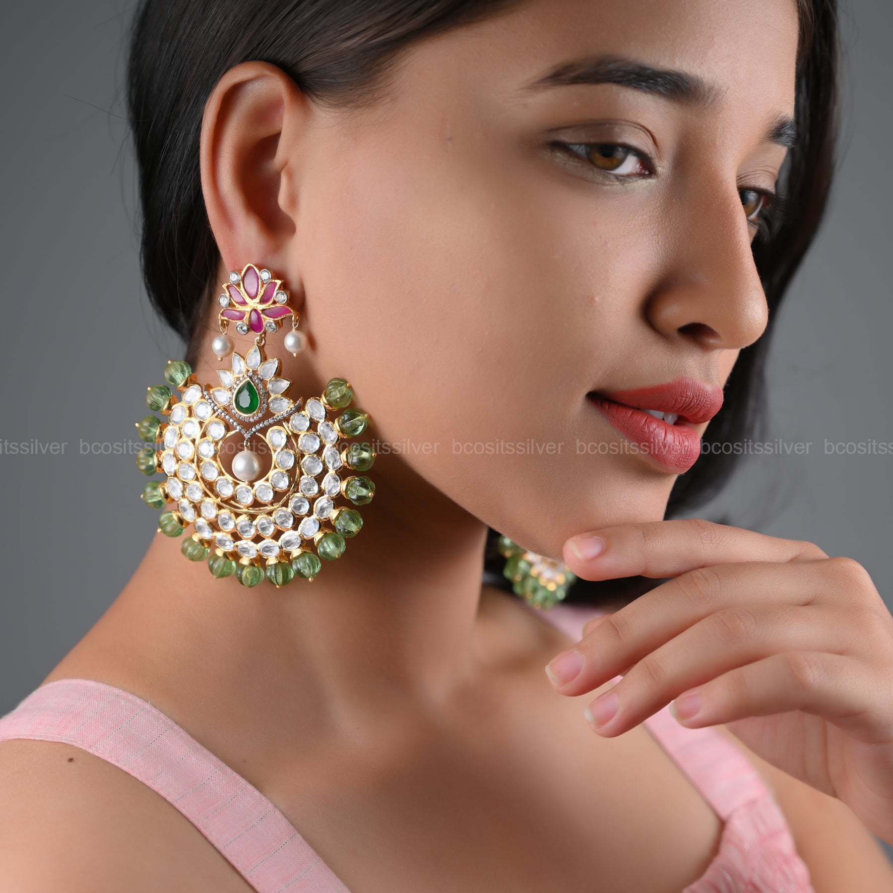 Gold Plated Moissanite Earrings - 5511