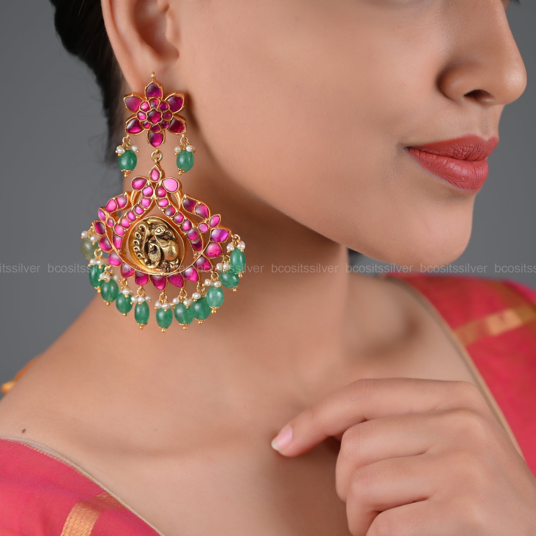 925 Silver Kundan Chandbali- 5524