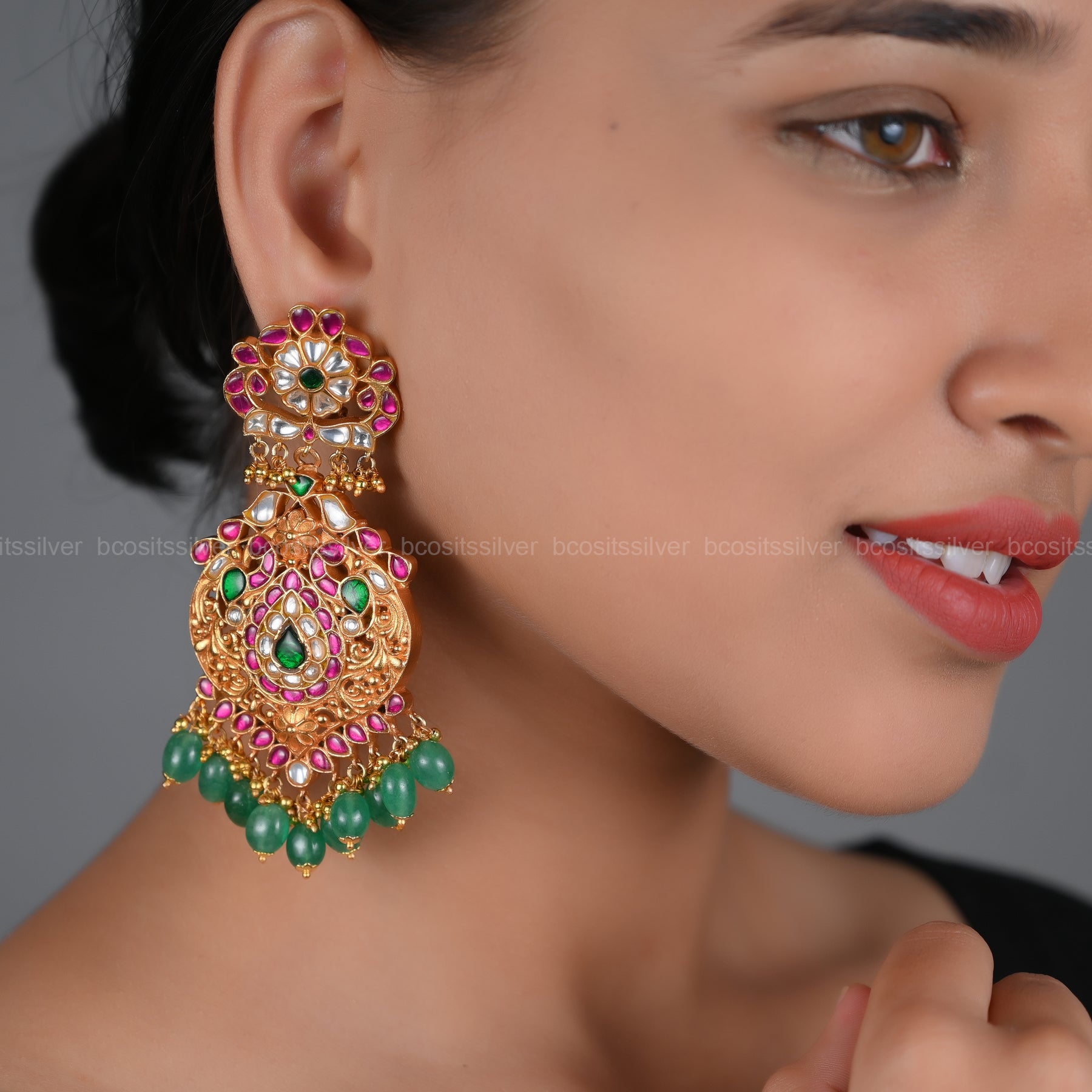 925 Silver Kundan Chandbali- 5531