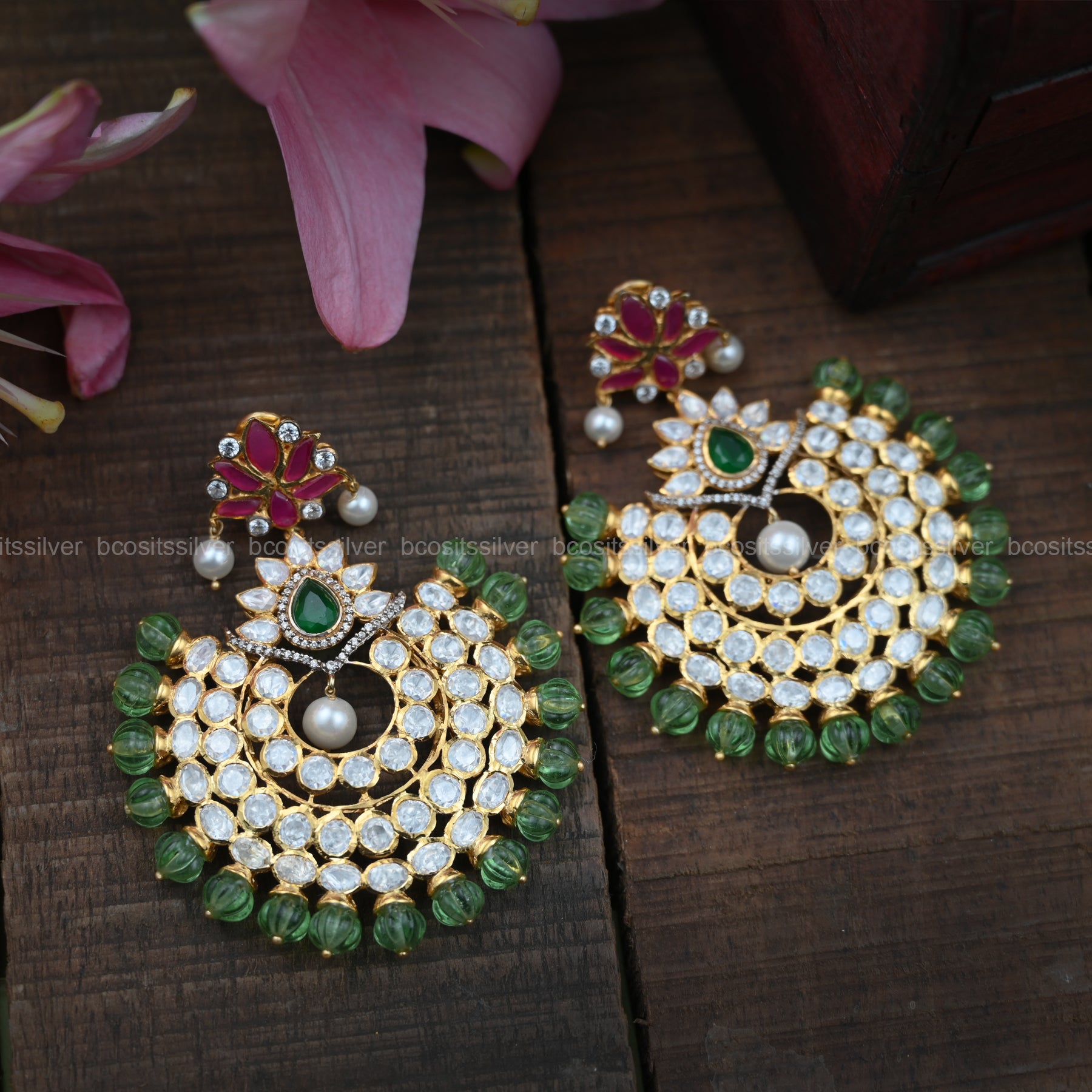 Gold Plated Moissanite Earrings - 5511