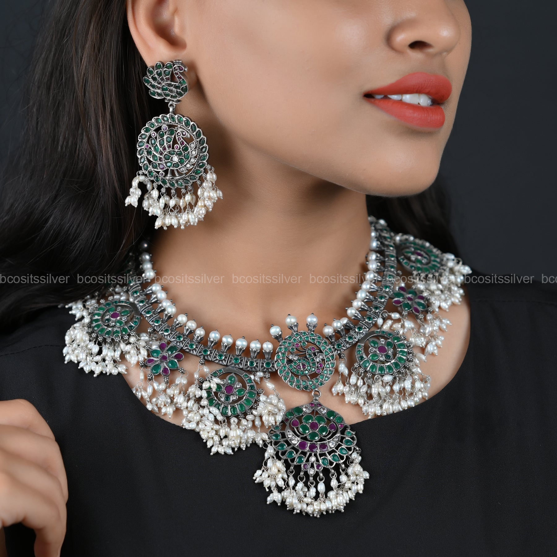 925 Silver Oxidized Navaratri Guttapusalu - 6607