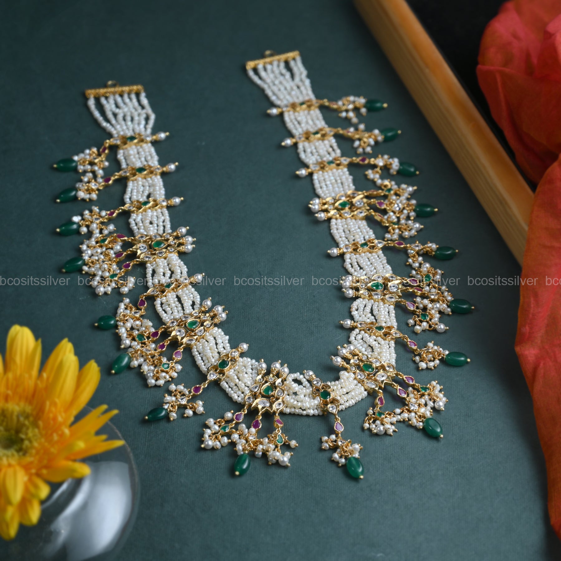 925 Silver Navaratri Guttapusalu Haram - 7029