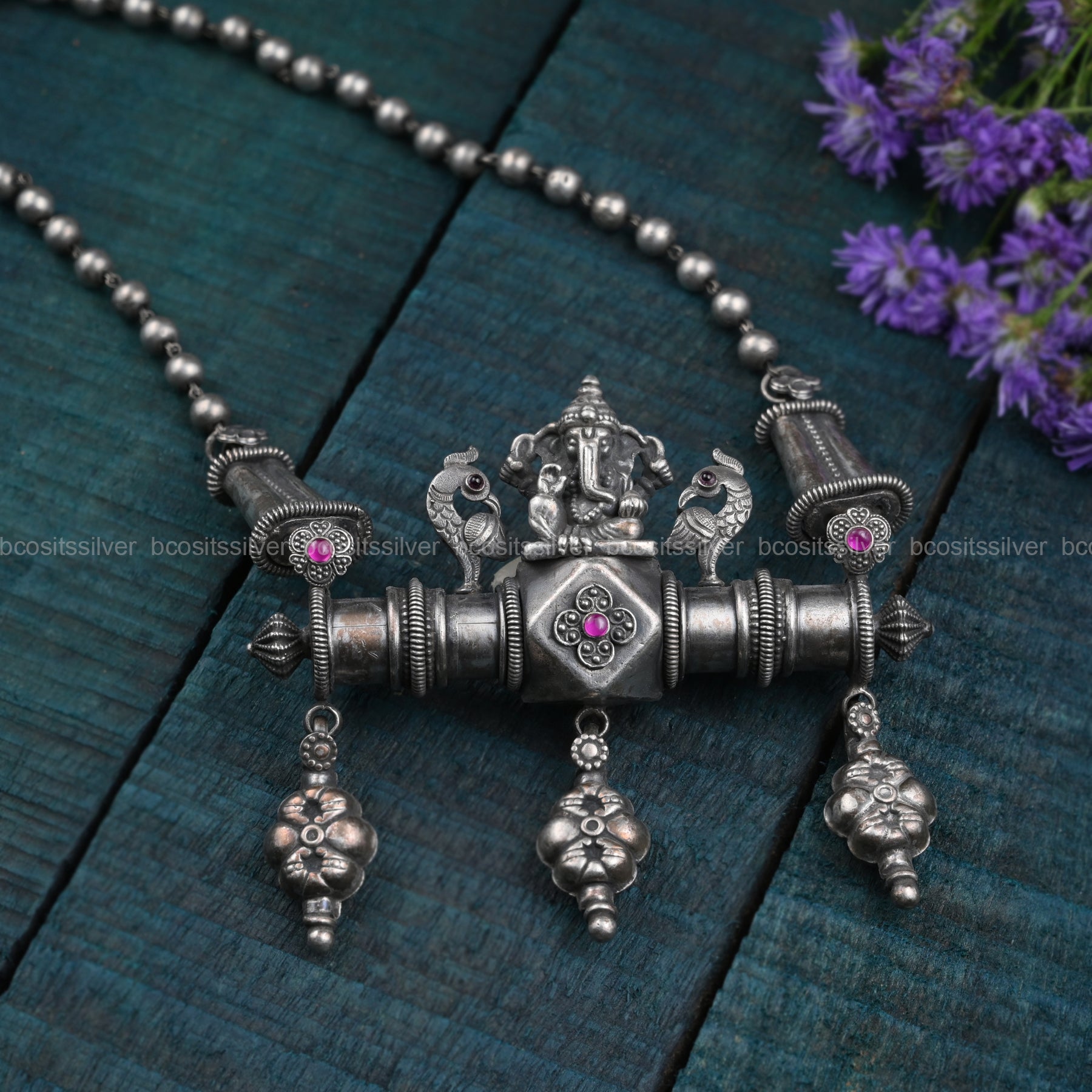 Oxidized Silver Lord Ganesha Designed Necklace - 4431