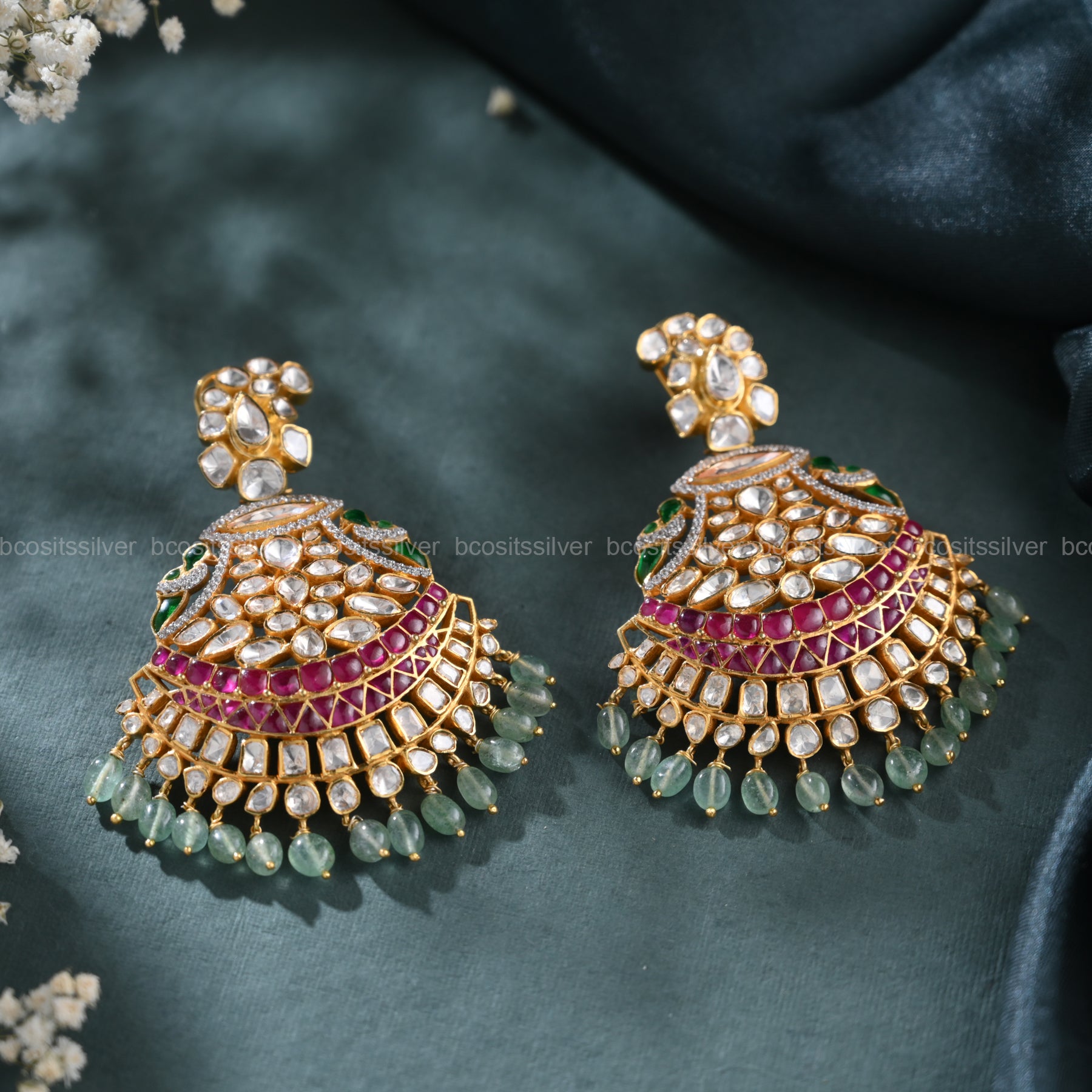 925 Silver Navaratri Chandbali - 8081