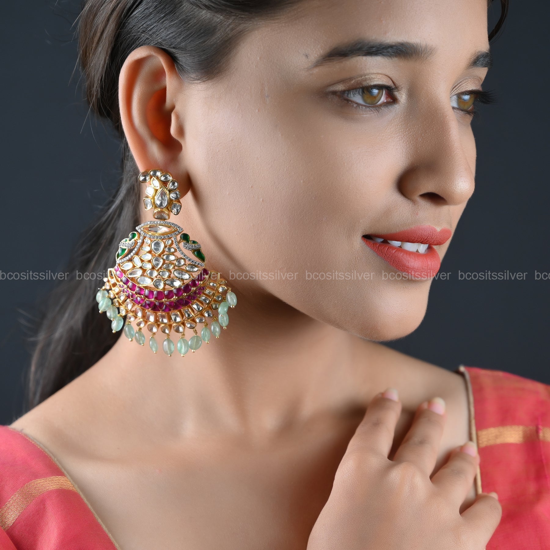 925 Silver Navaratri Chandbali - 8081