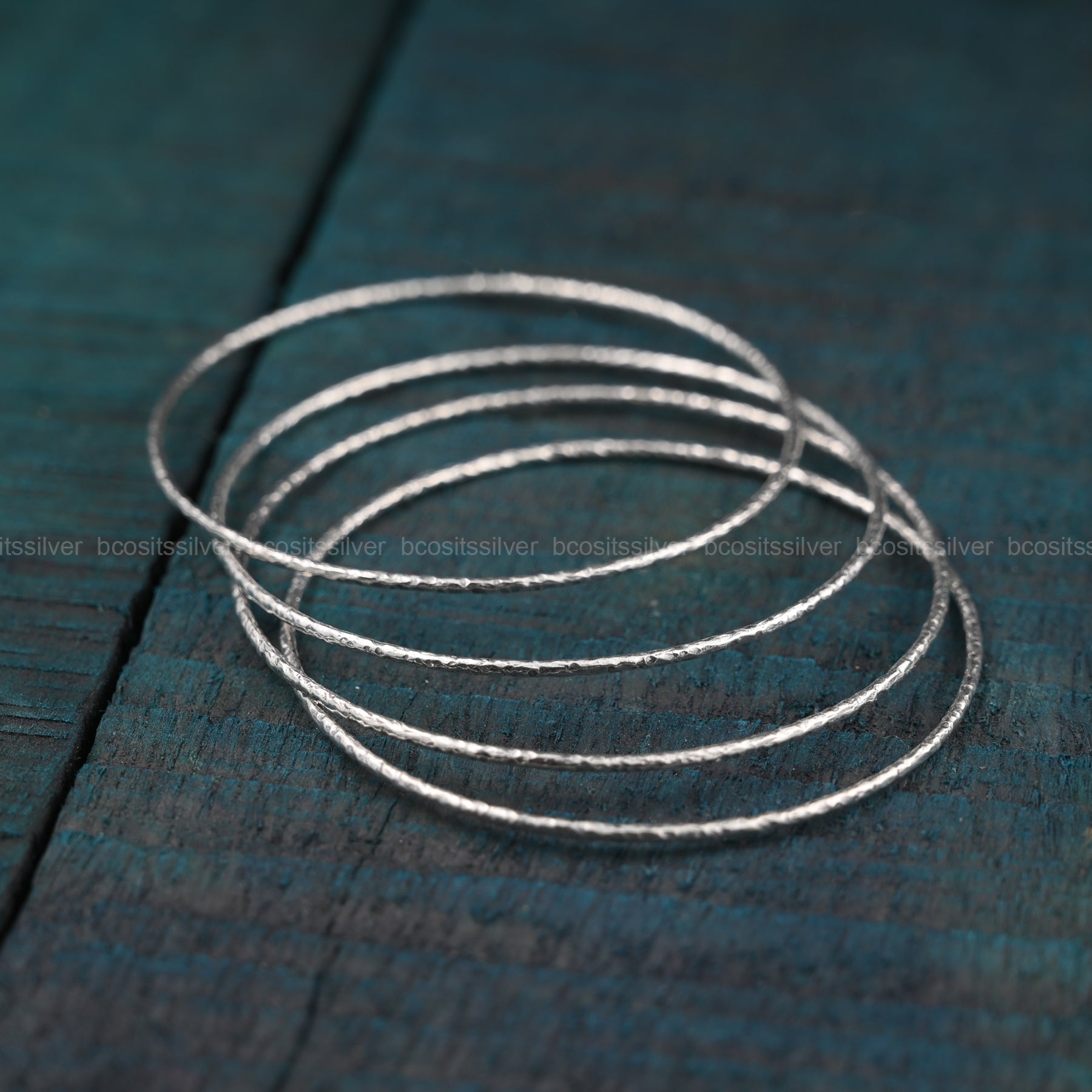 Pure 925 Silver Oxidized Bangle - 1739