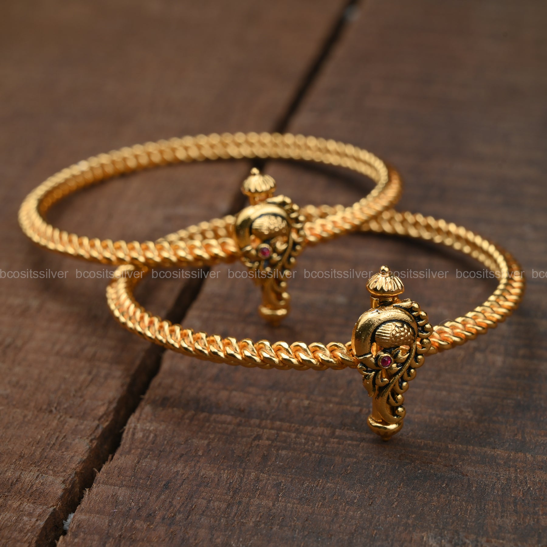 Silver Peacock design bangle -4609