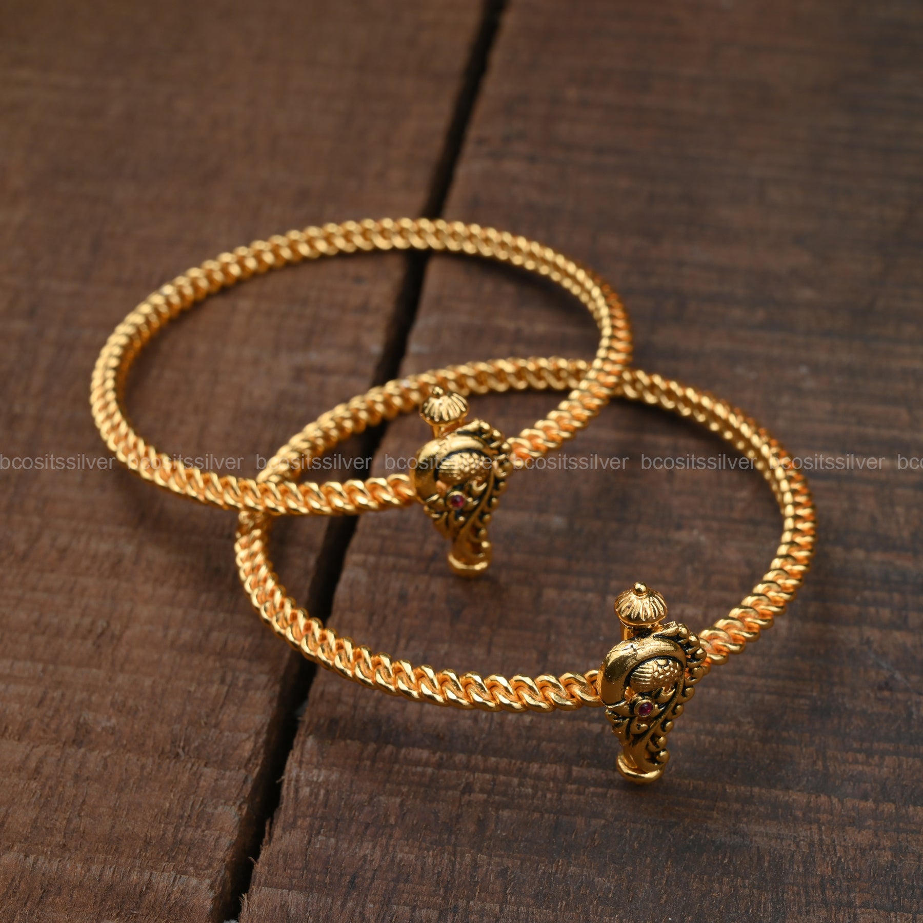 Silver Peacock design bangle -4609