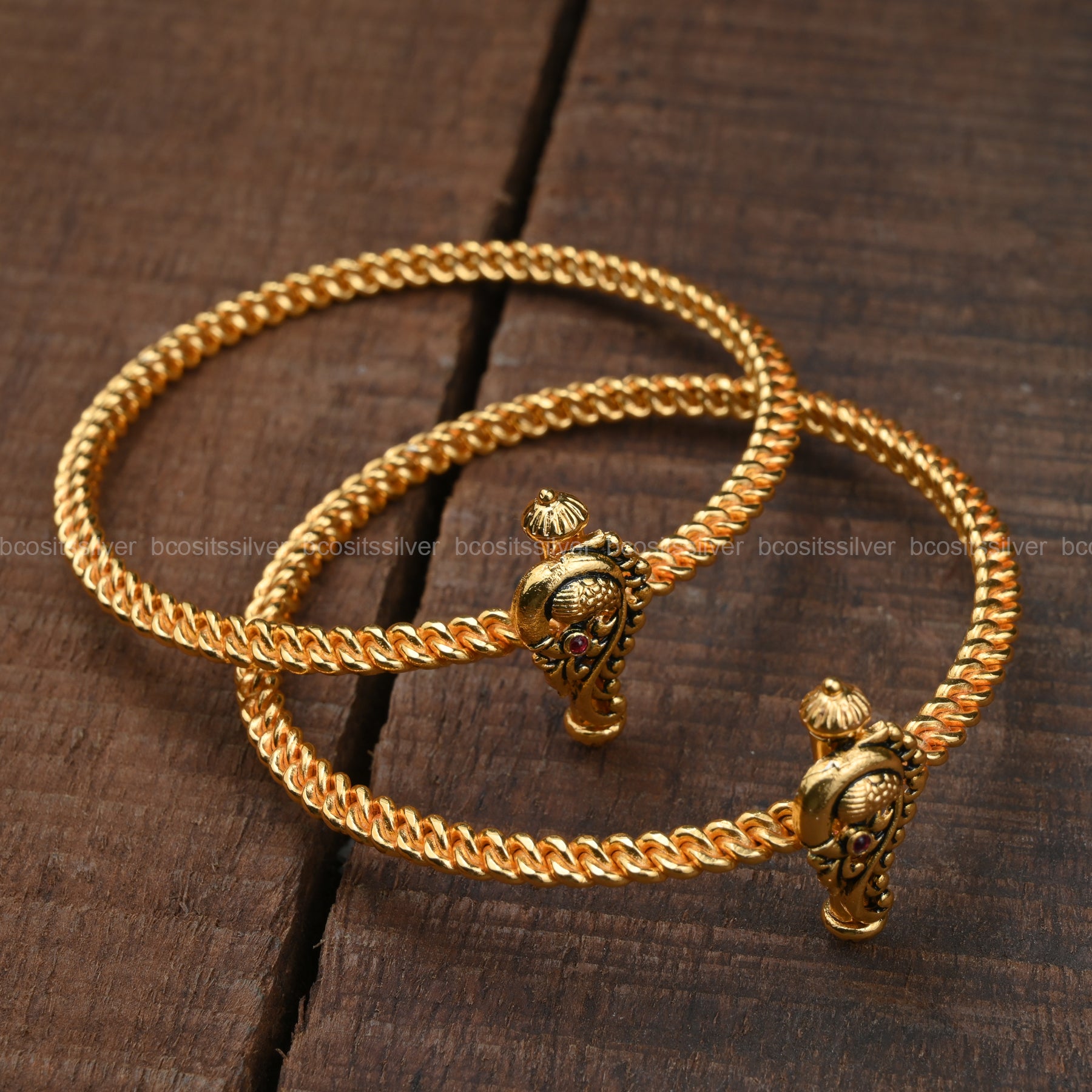 Silver Peacock design bangle -4609