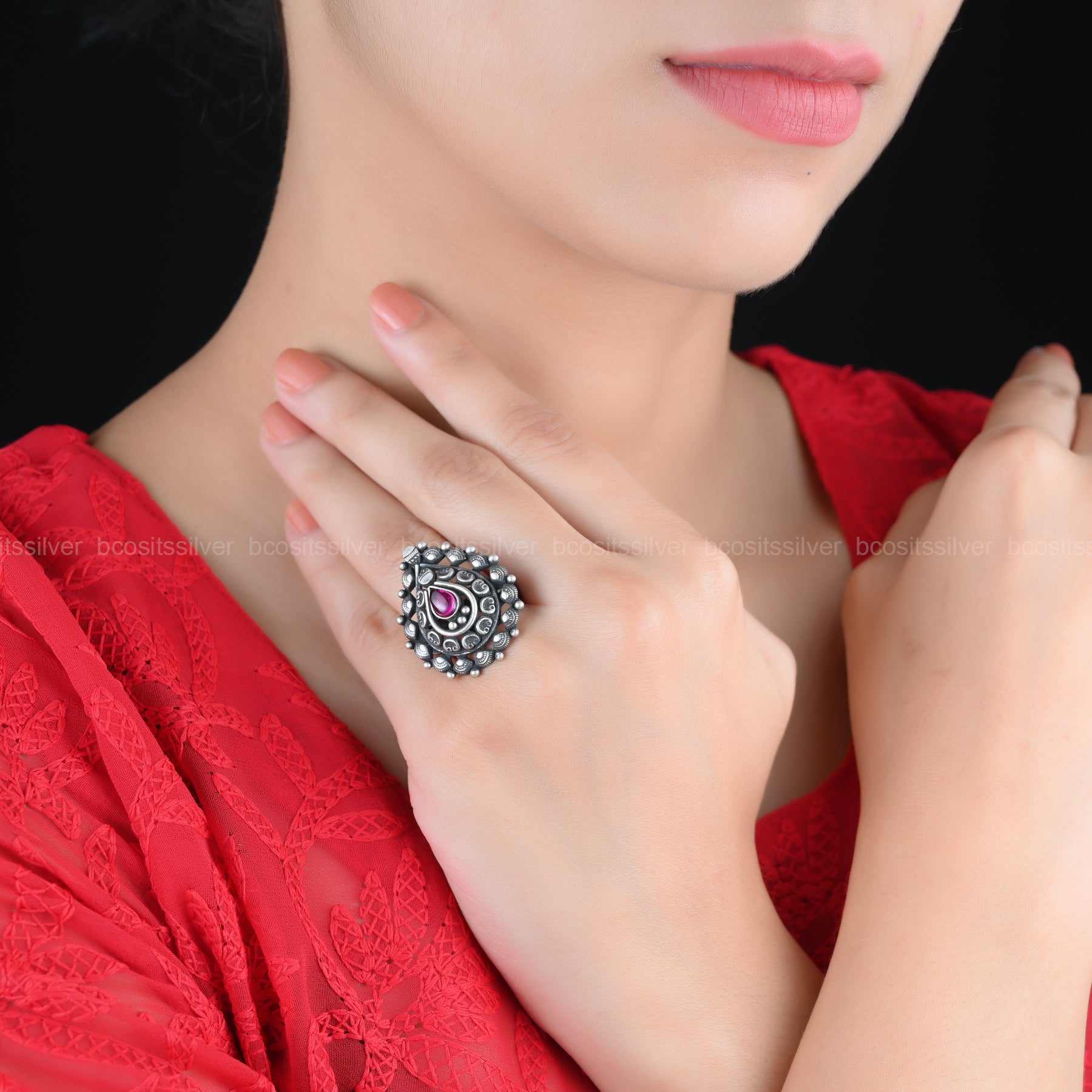 Oxidized Finger Ring - 1737