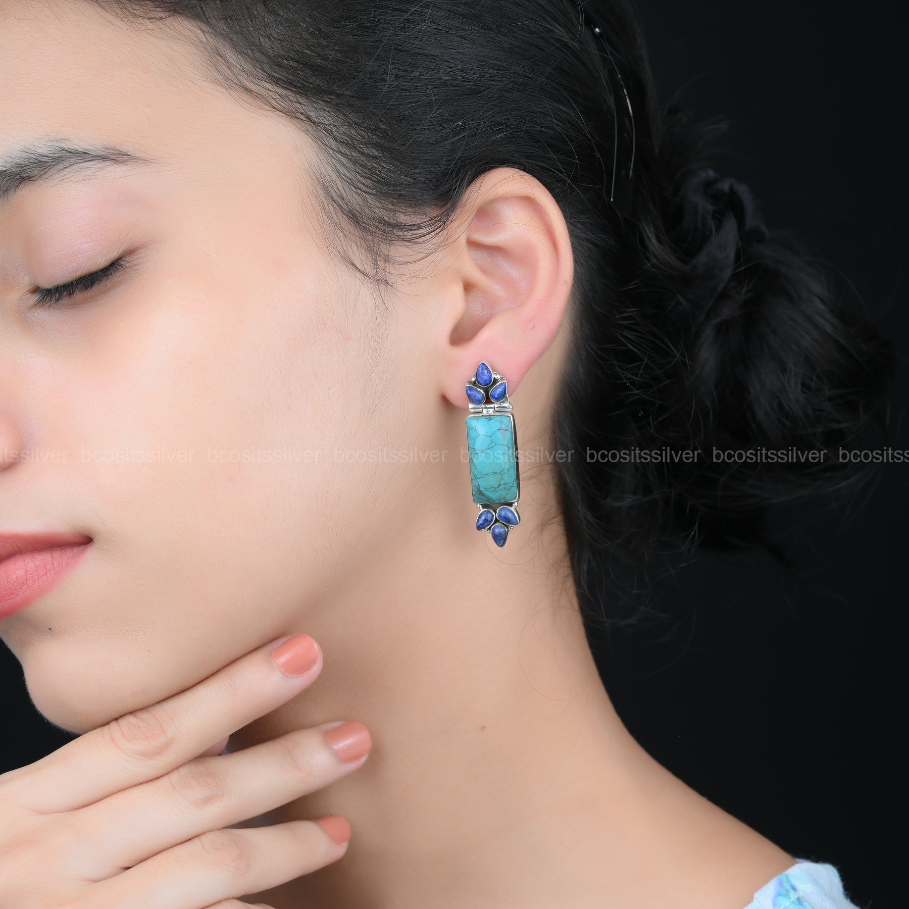 Pure 925 Silver Oxidized Kokila Earrings - 1679