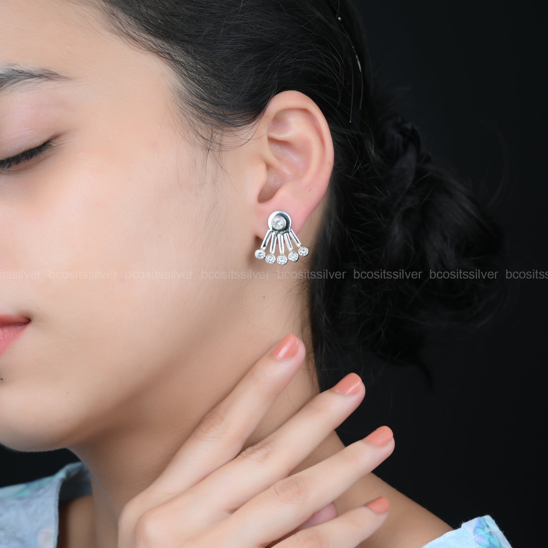 Pure 925 Silver Earrings Malini - 1717