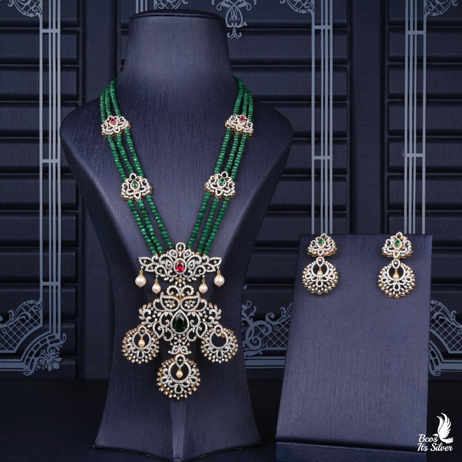 925 Silver Theia Diamond Look Beads Haram - 2633