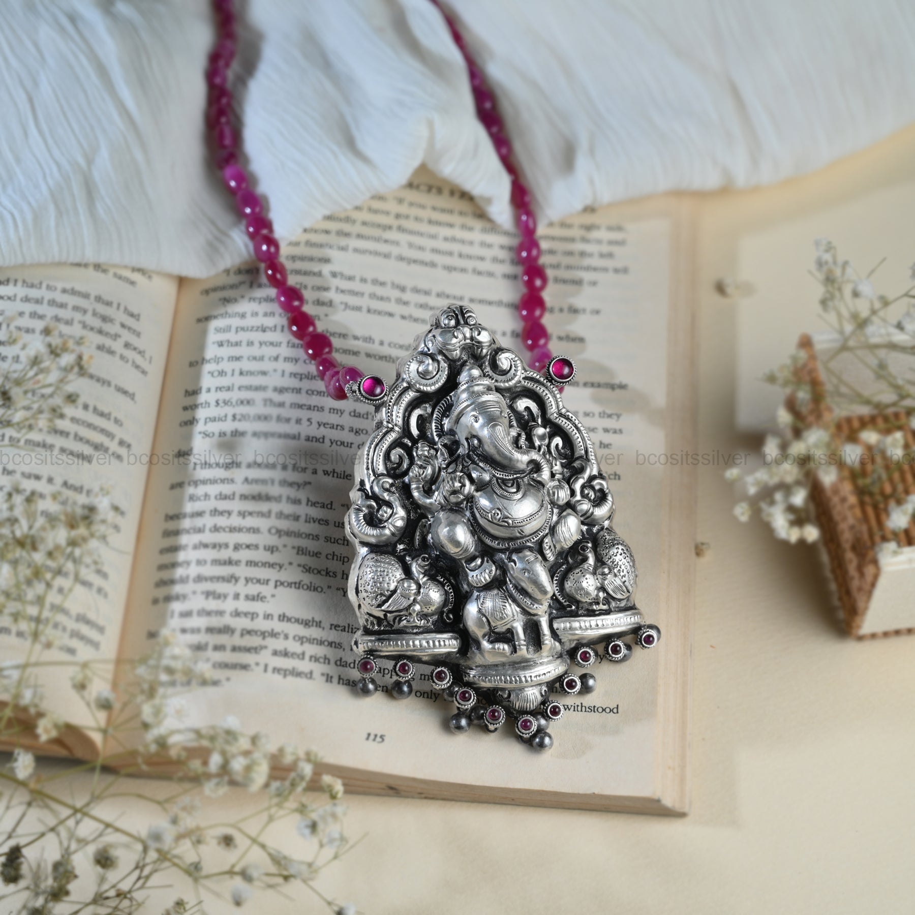 Pure 925 silver Nandhini Beads Haram - 130