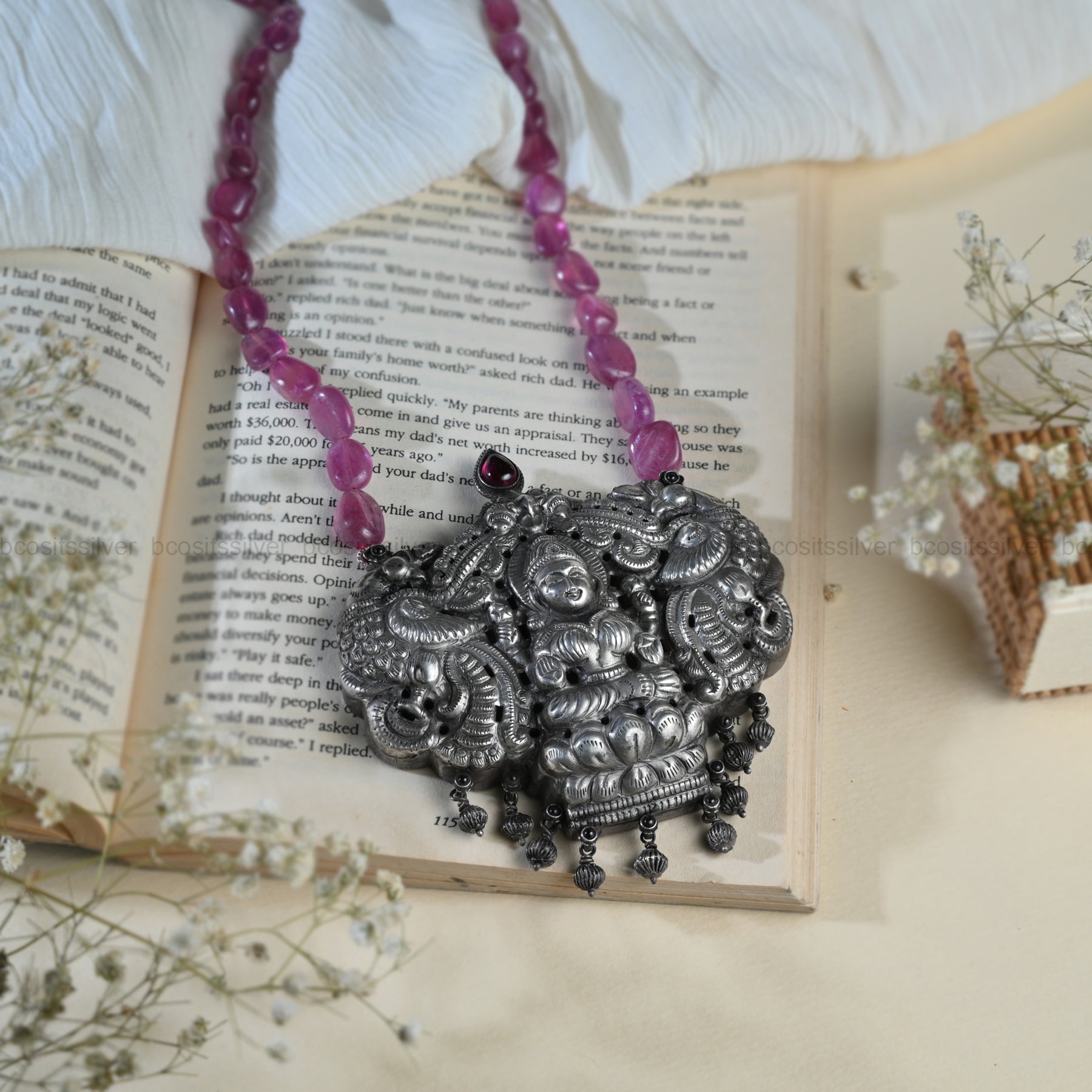 Pure 925 silver Nandhini Beads Haram - 128