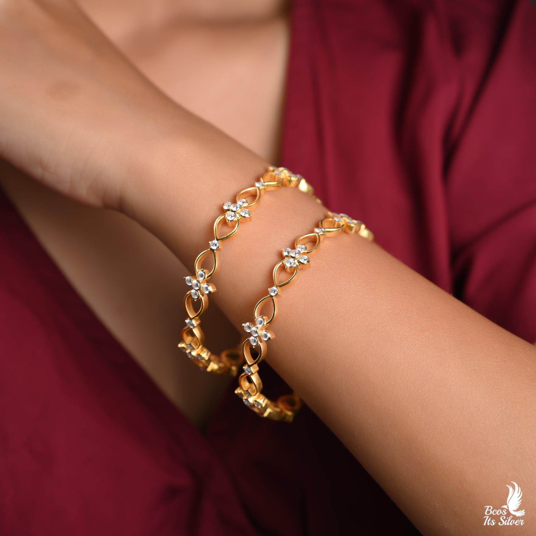 Gold Plated Close settings bangle- 2511