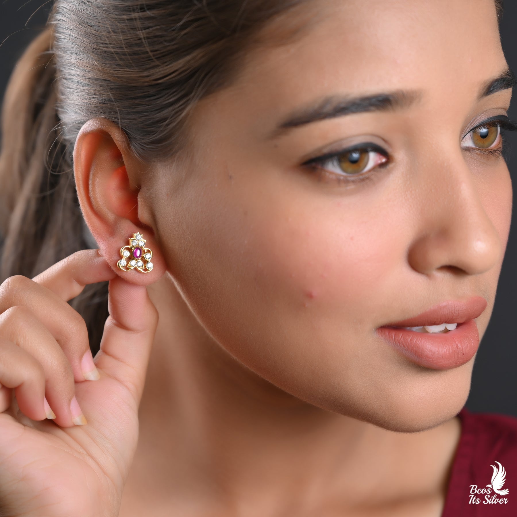 925 Silver Gold Plated Earstud - 2600