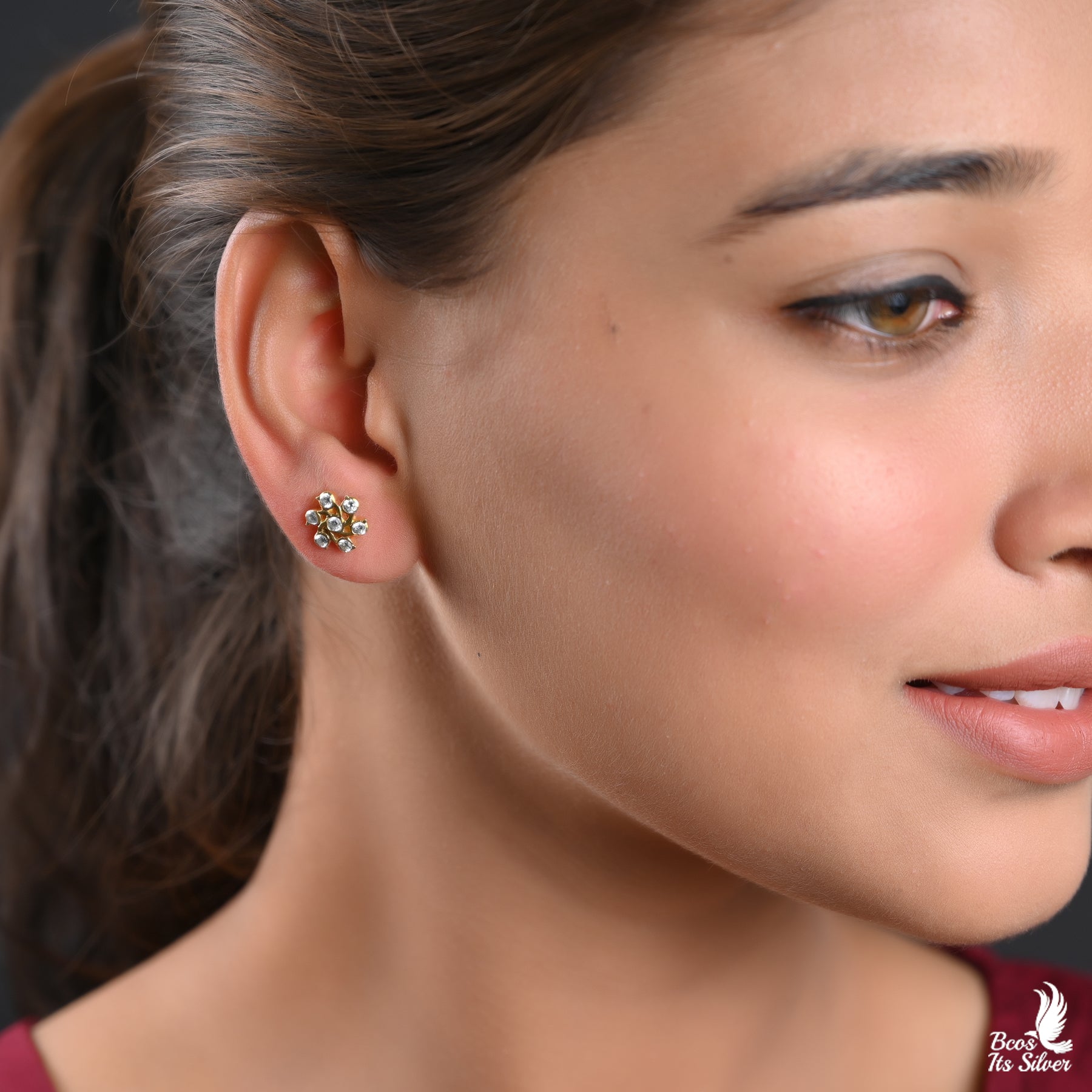 925 Silver Gold Plated Earstud - 2587